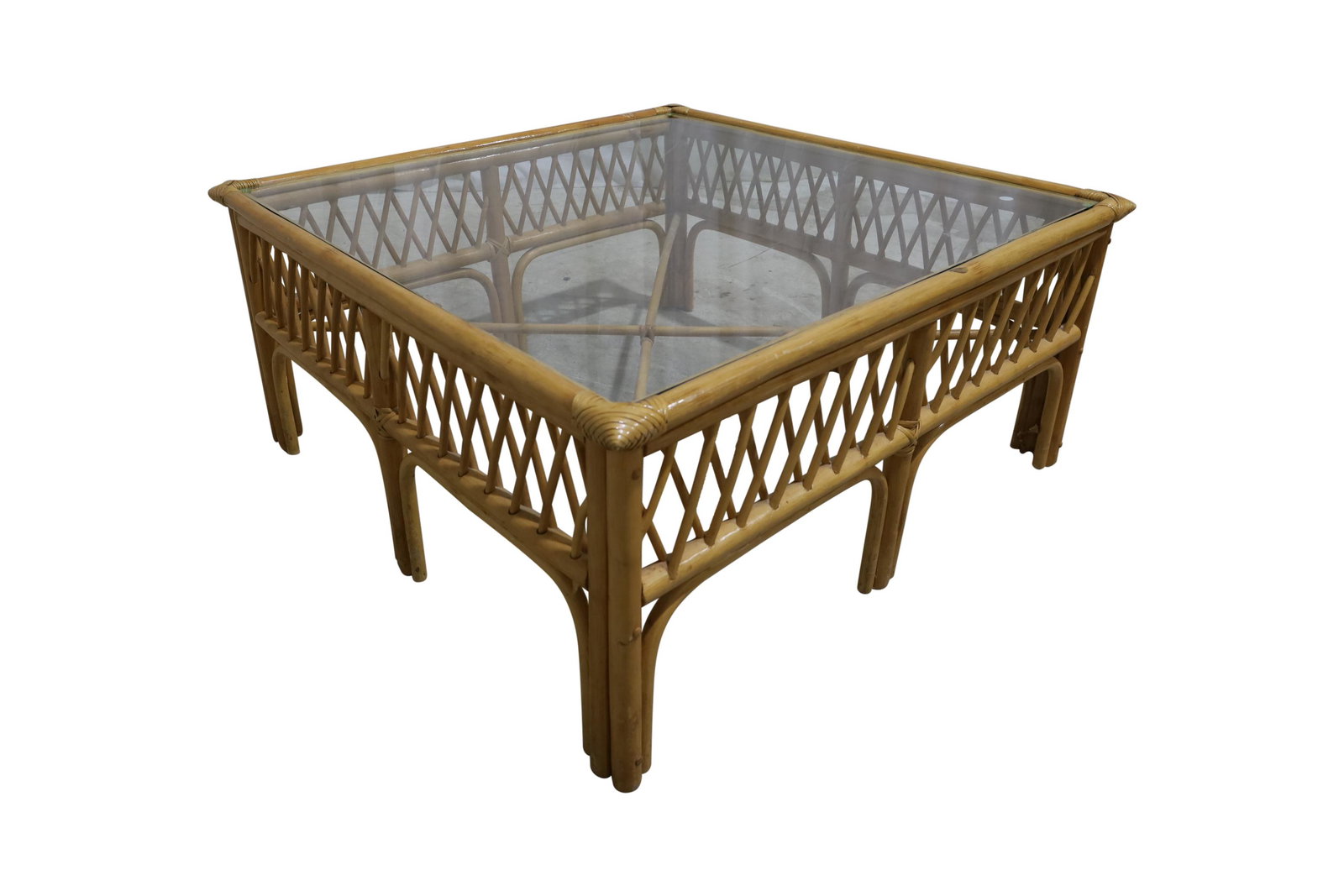Rattan Coffee Table: Description - Rattan coffee table. Dimensions - 18" x 37"