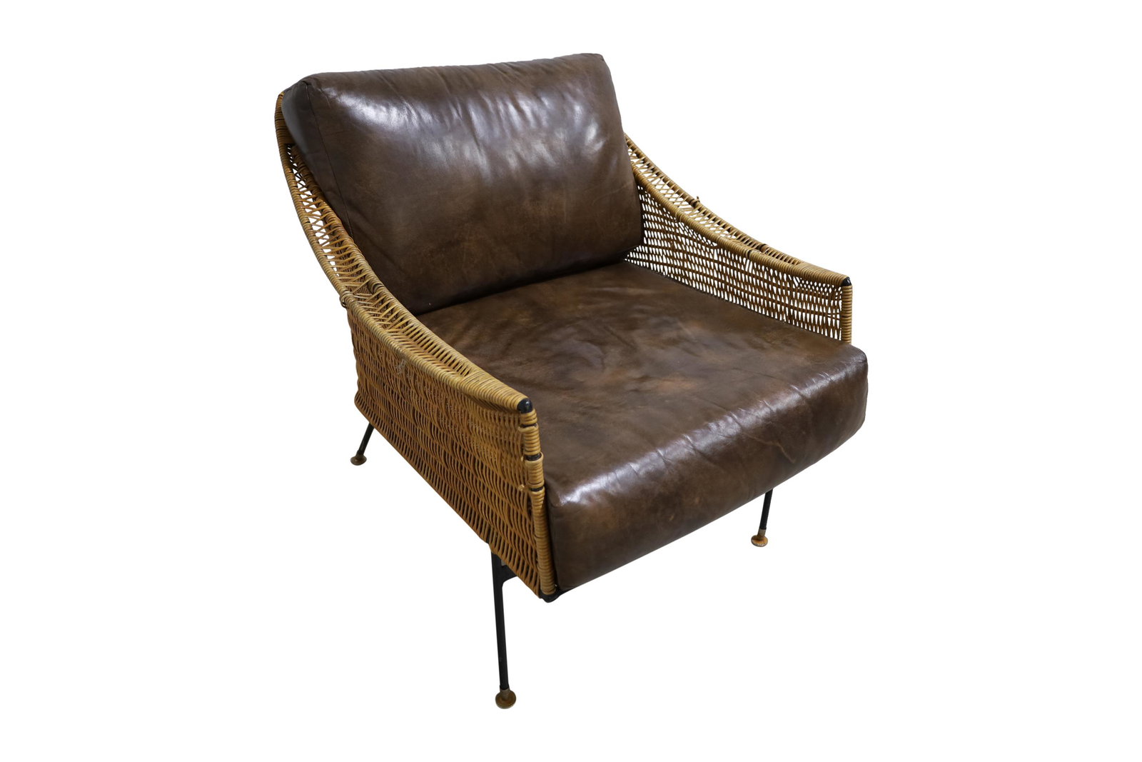 Iron and Rattan Chair: Description - Iron and rattan chair. Dimensions - 30" x 25" x 26"