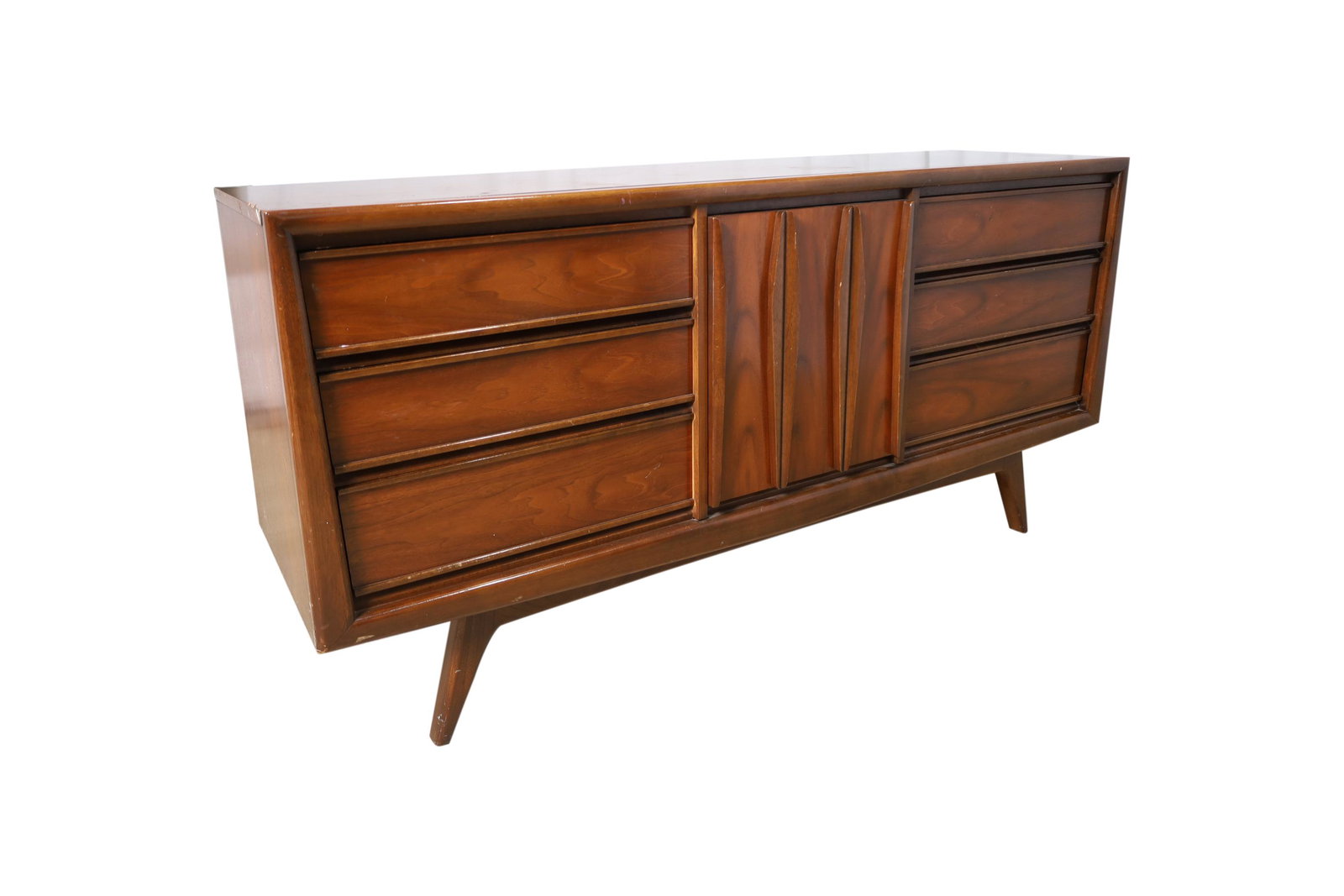 Walnut Credenza: Description - Walnut credenza. Dimensions - 32" x 66" x 19"