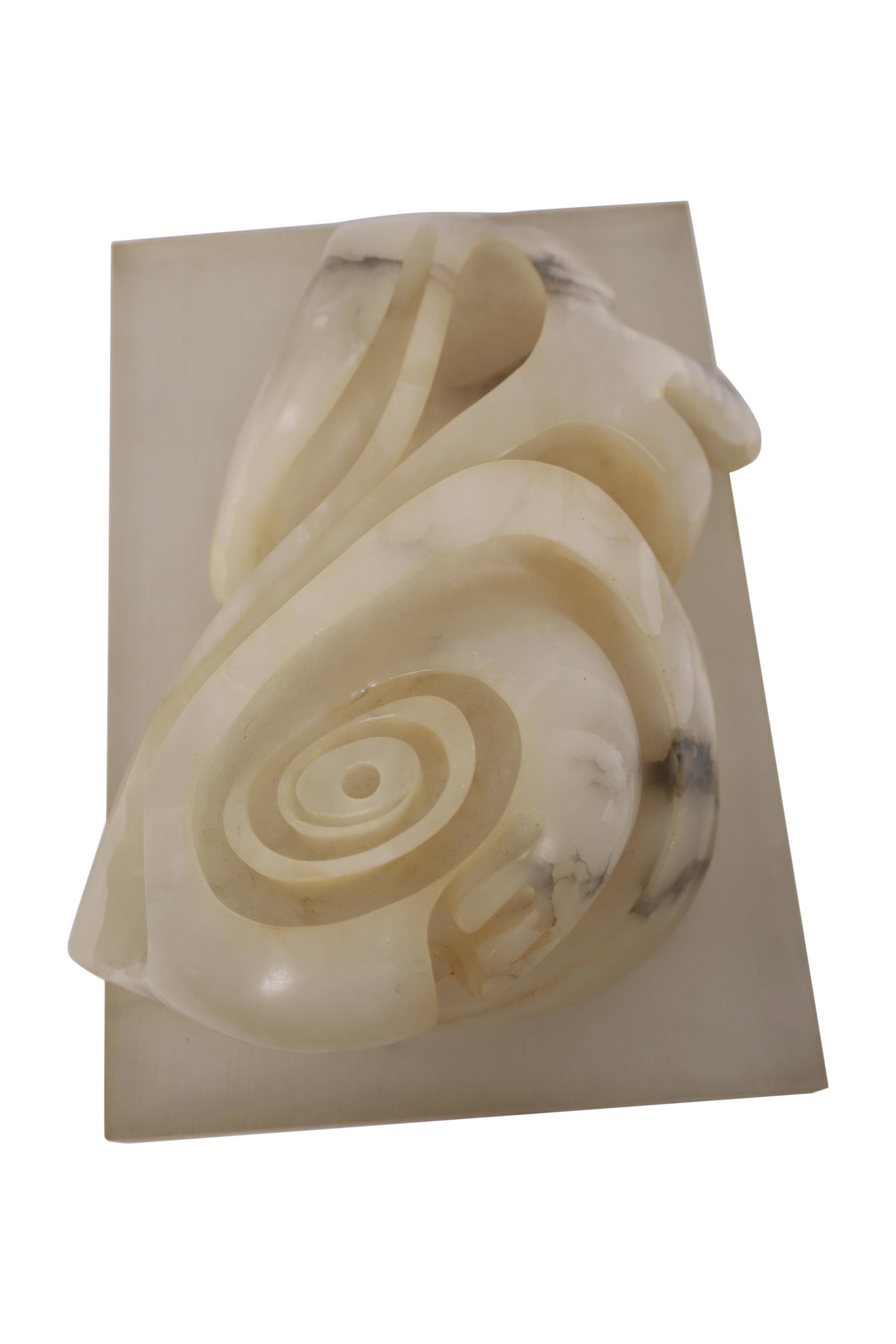 Abstract Alabaster Sculpture: Description - Abstract alabaster sculpture. Dimensions - 6" x 14" x 9"