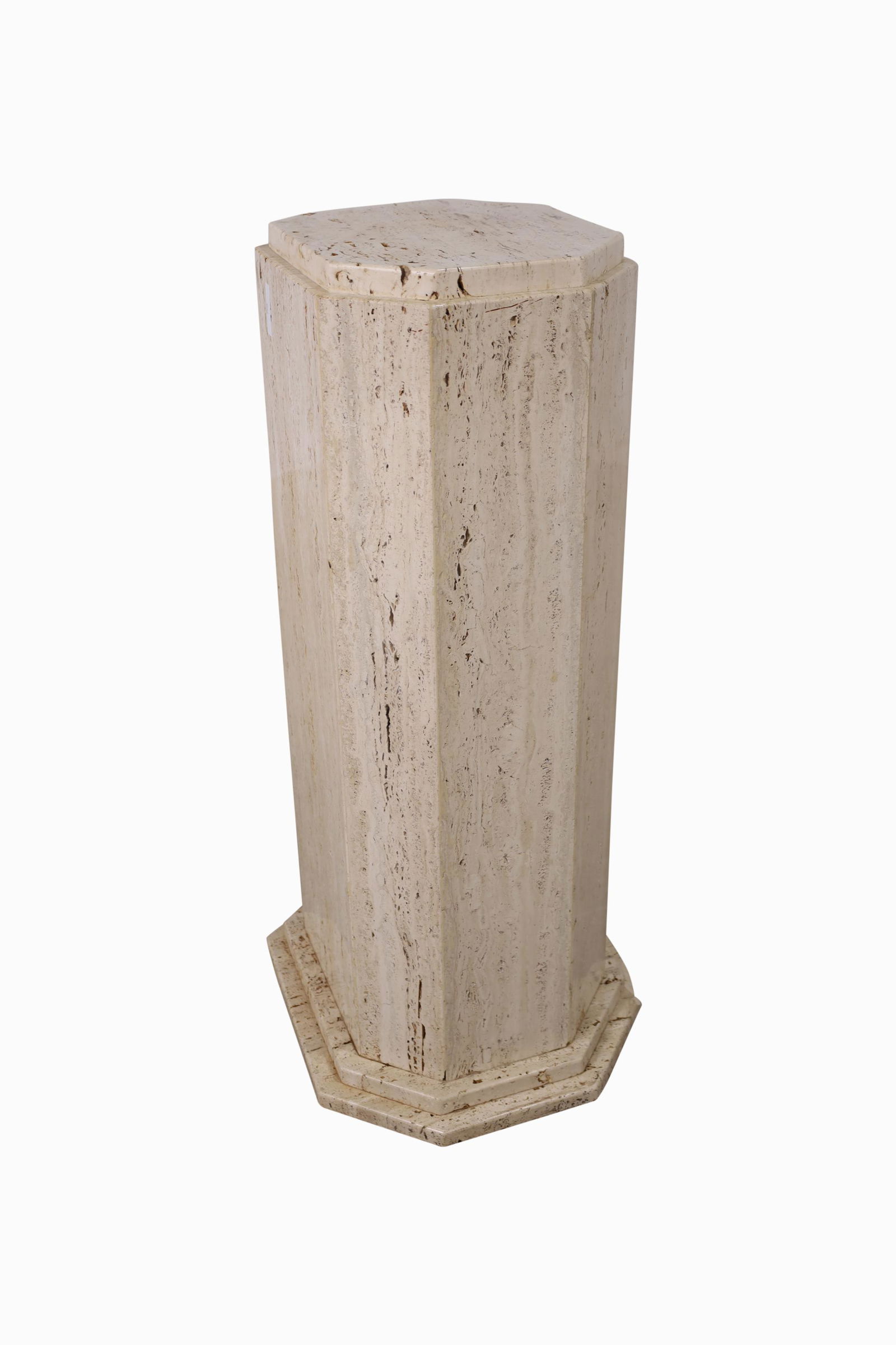 Travertine Pedestal: Description - Travertine pedestal. Dimensions - 33" x 13"