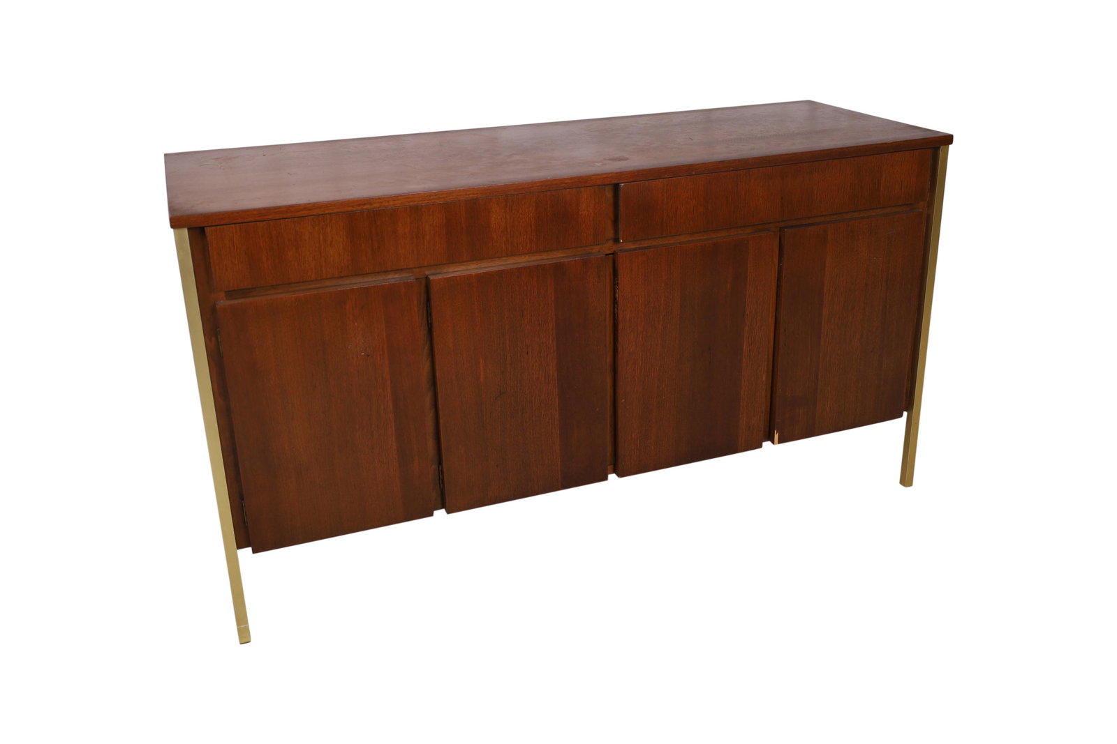 Ramseur - Walnut Credenza: Description - Ramseur walnut and metal credenza. Dimensions - 29" x 54" x 19"