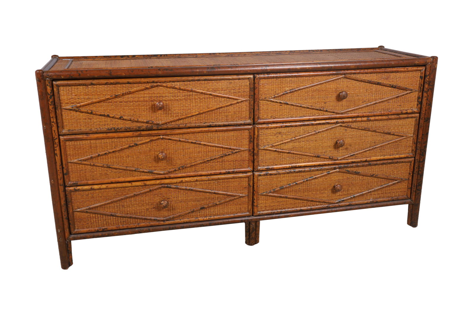 Faux Bamboo & Rattan Long Dresser (1 of 6)
