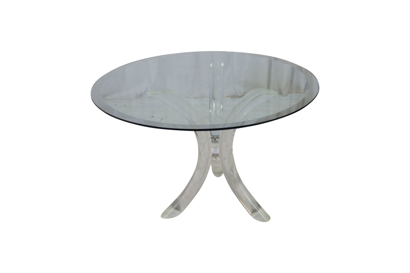 Lucite Sculpted Glass Top Dining Table (1 of 2)
