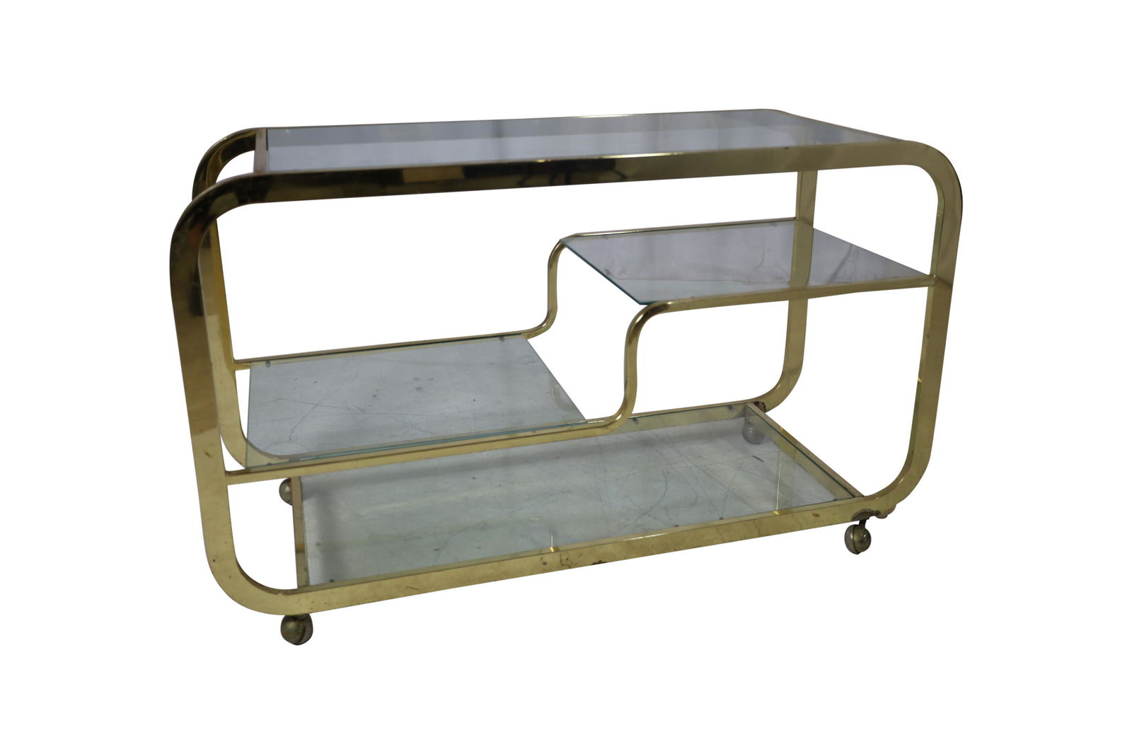 Milo Baughman - DIA - Server: Description - Milo Baughman DIA brass plated server. Dimensions - 28" x 46" x 18"