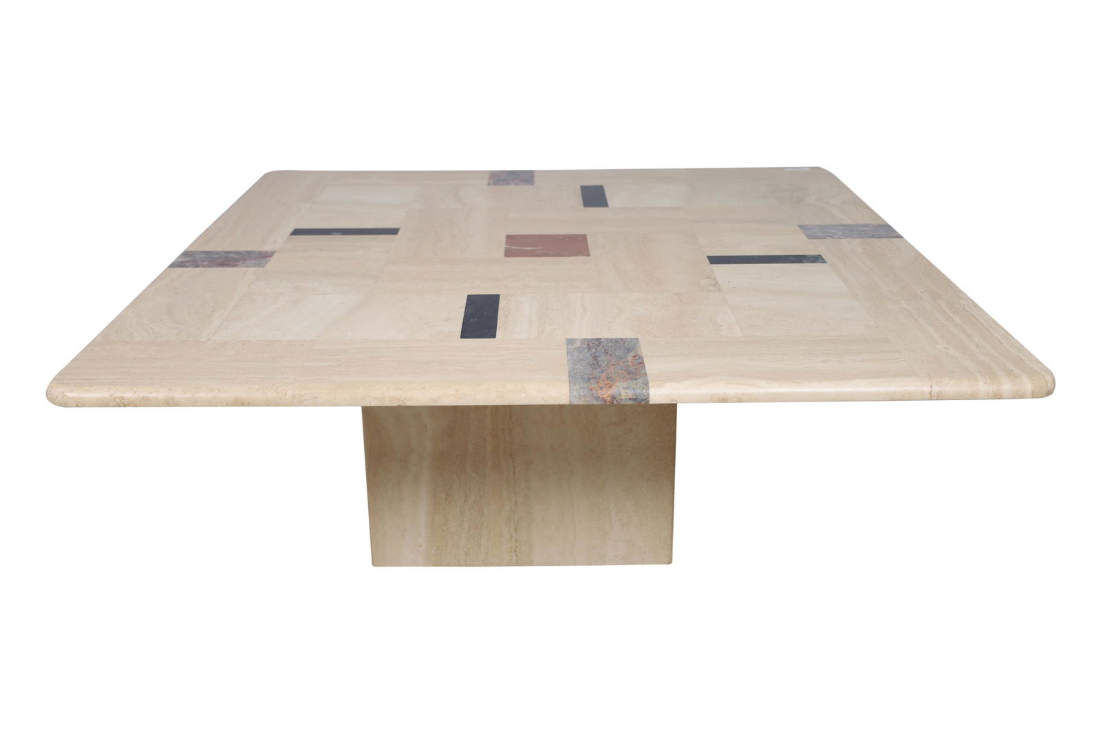 Inlaid Travertine Marble Coffee Table (1 of 3)