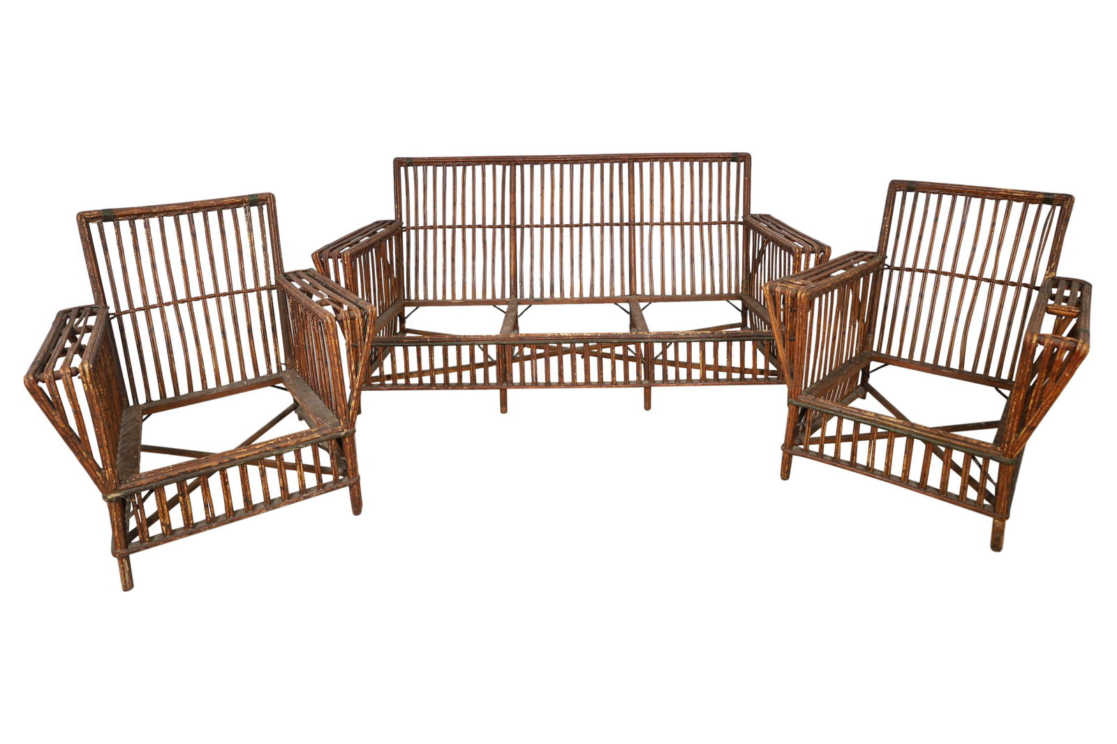 Art Deco Split Reed Rattan Porch Set (1 of 5)