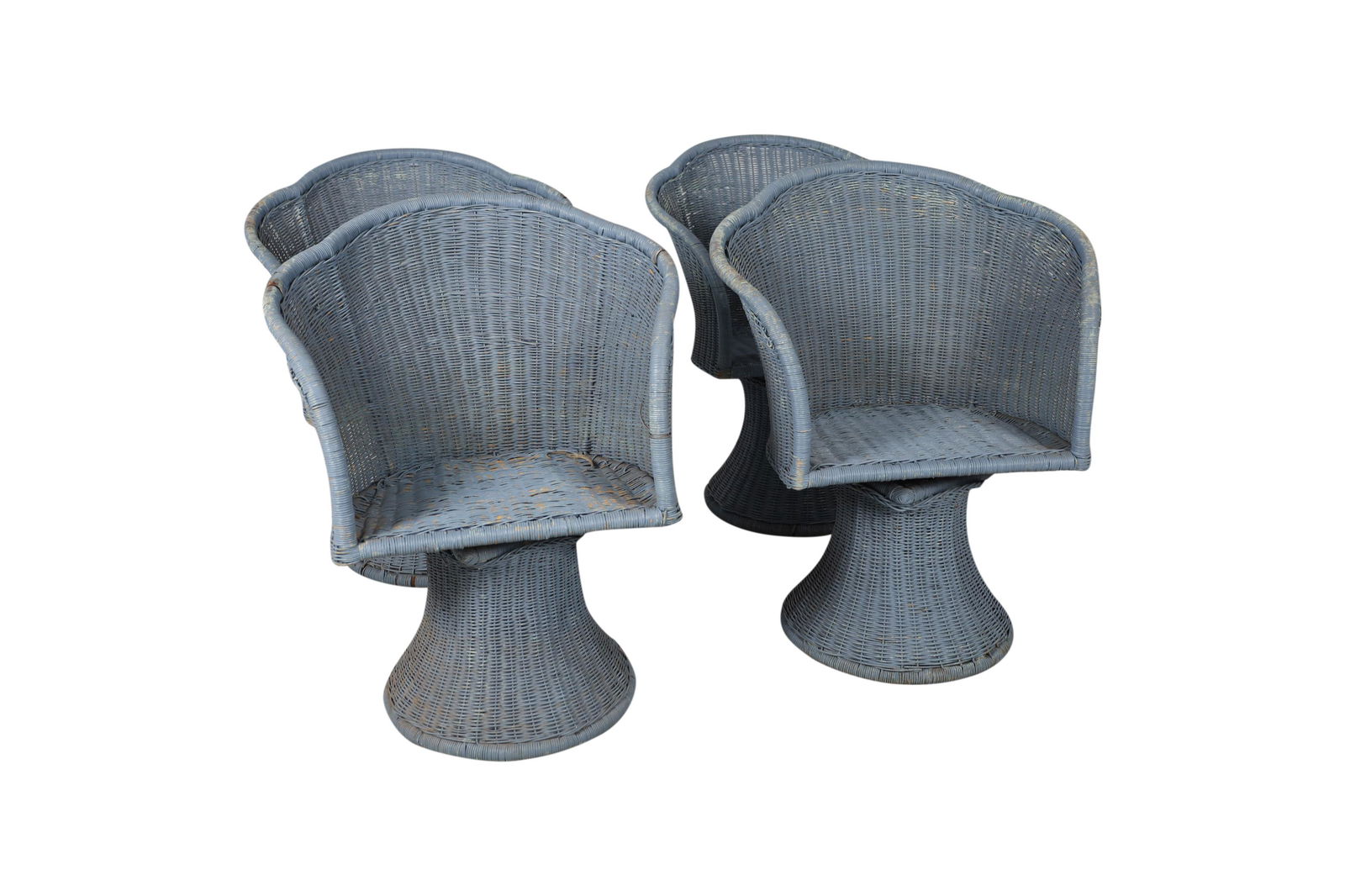 Wicker Wrapped Iron Swivel Chairs - 4 (1 of 4)