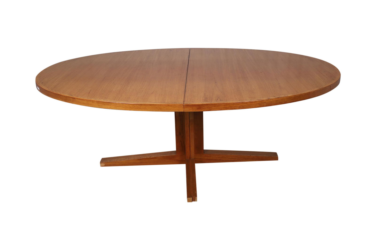 John Mortensen - Teak Dining Table: Description - John Mortensen teak dining table with 2 leaves Dimensions - 29" x 75" x 48" leaves- 20"