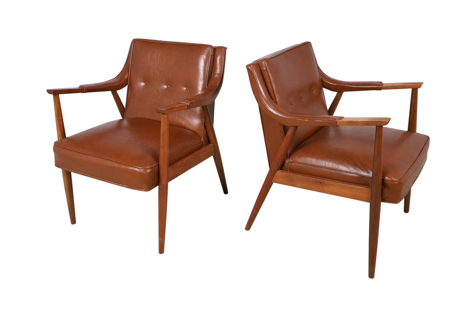 Walnut Arm Chairs - Pair: Description - Pair of walnut arm chairs. Dimensions - 30" x 22.5" x 24"