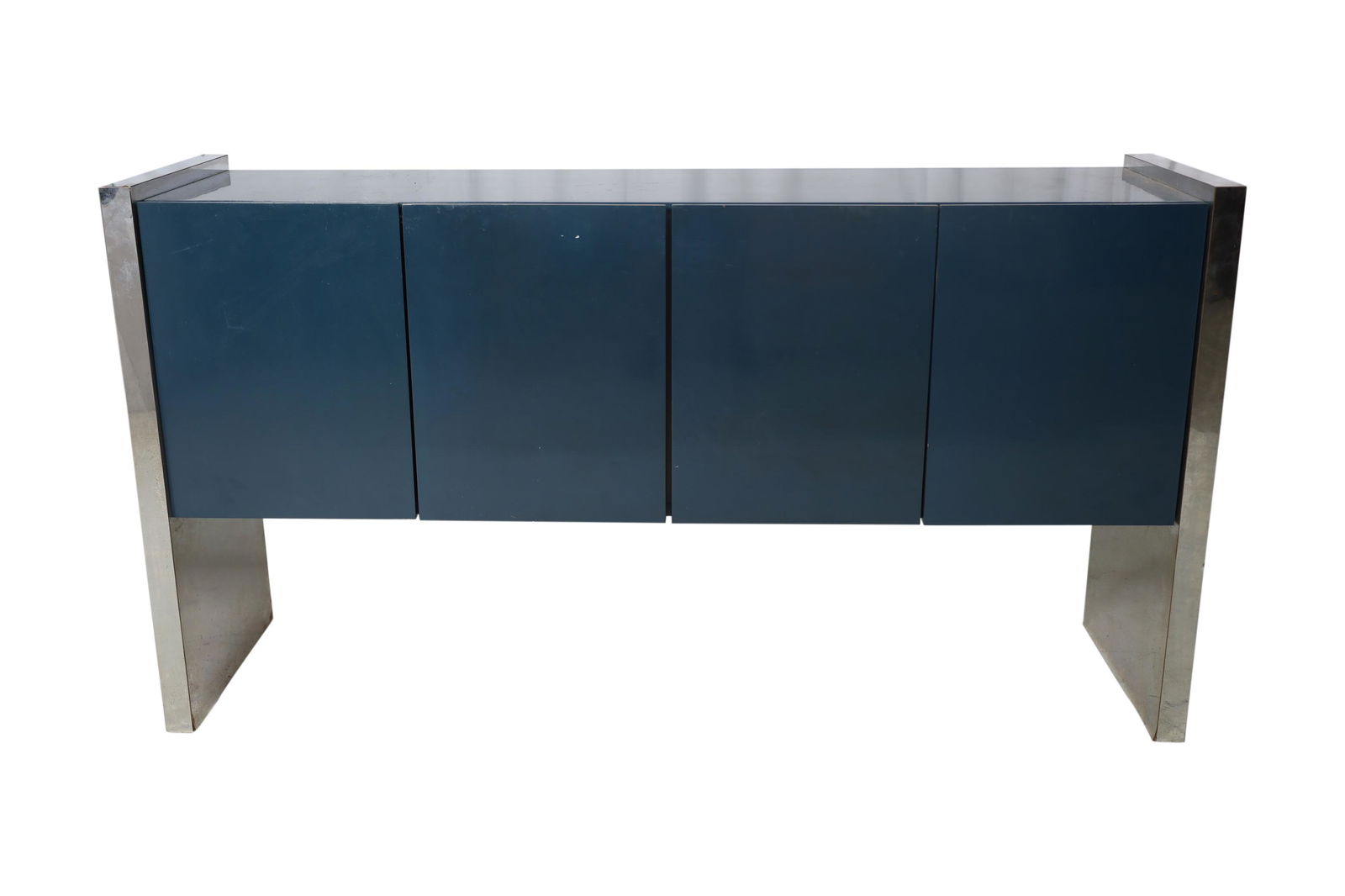 Milo Baughman - Thayer Coggin - Credenza: Description - Milo Baughman Thayer Coggin painted and chrome credenza. Dimensions - 36" x 66" x 16"