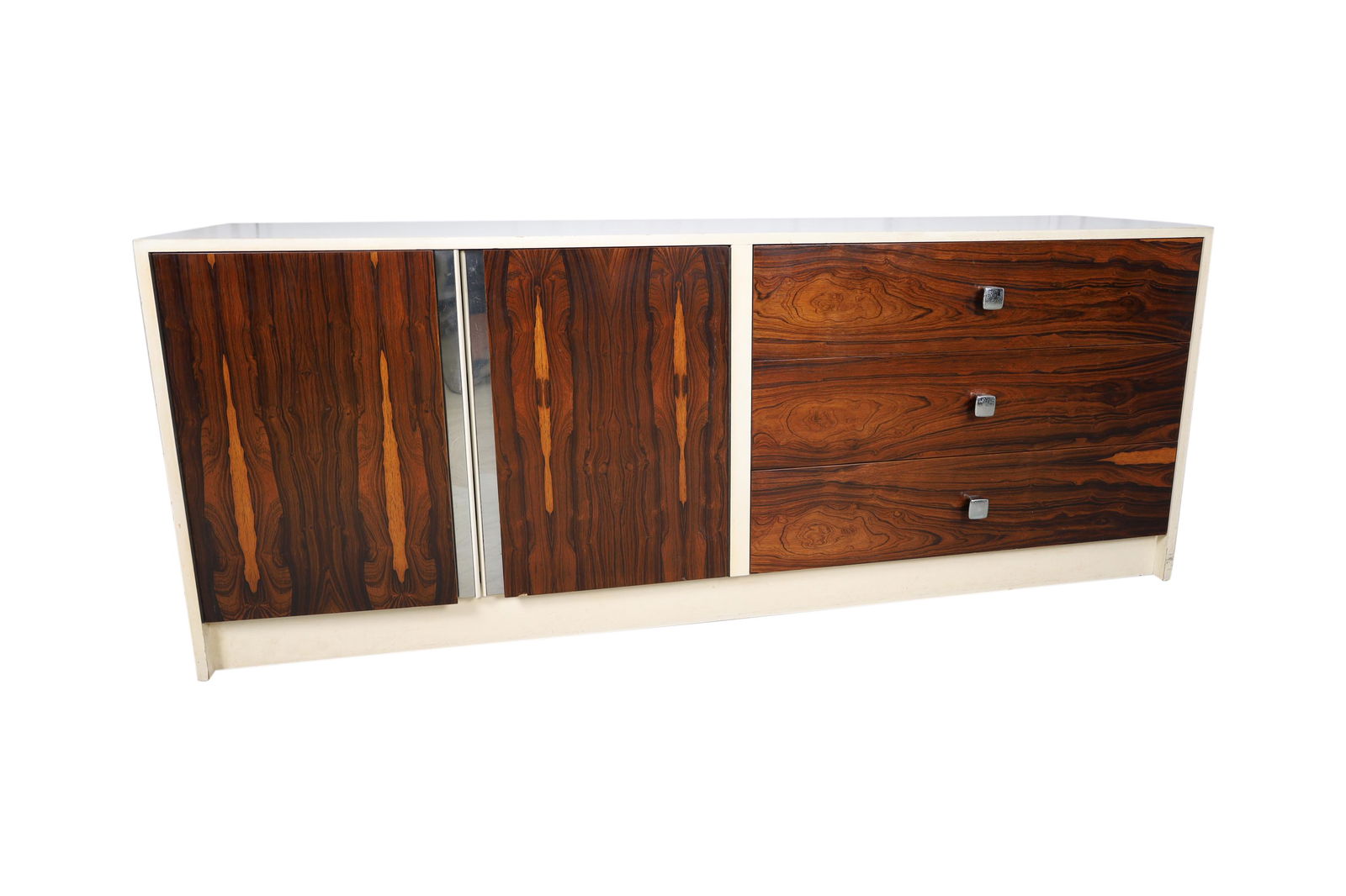 Milo Baughman Style Rosewood Long Dresser: Description - Milo Baughman style rosewood long dresser. Dimensions - 28.5" x 72" x 18"