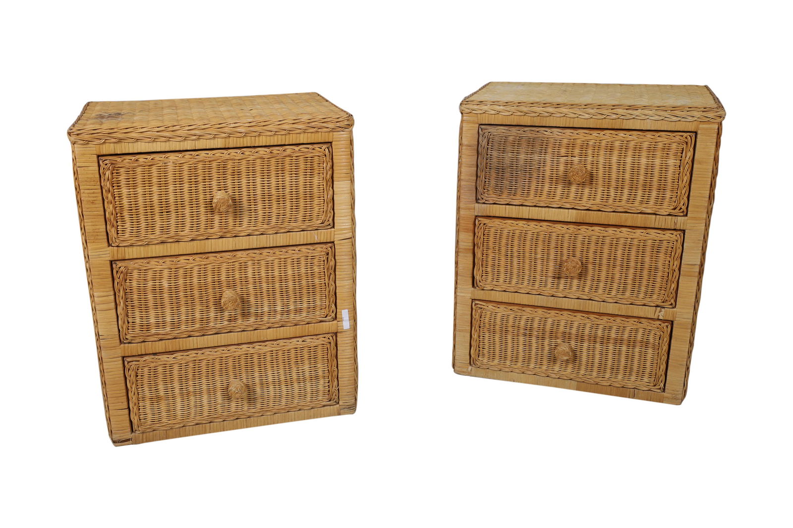 Wicker 3 Drawer Stands - Pair (1 of 5)
