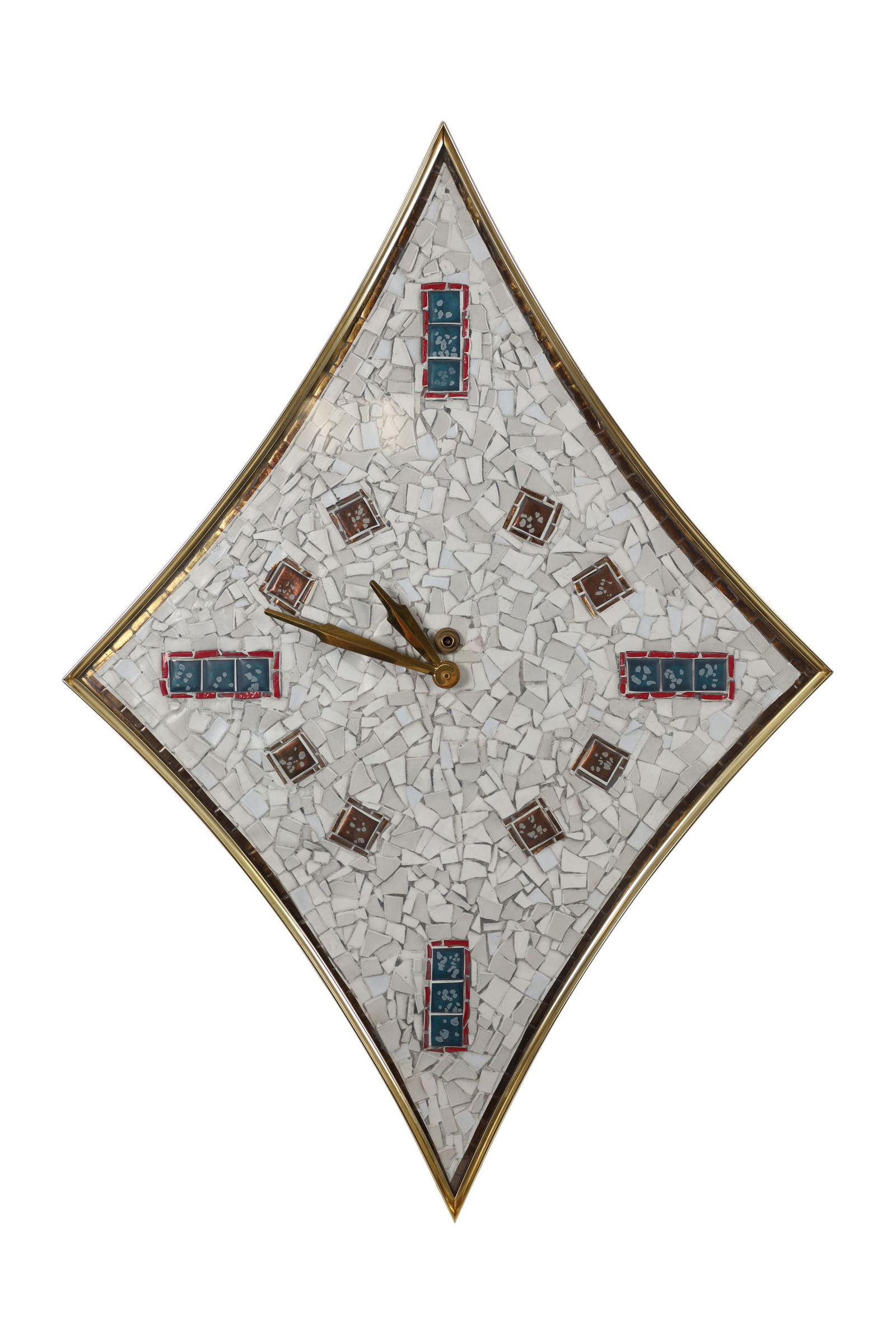 Mid Century Tile and Brass Clock (1 of 3)