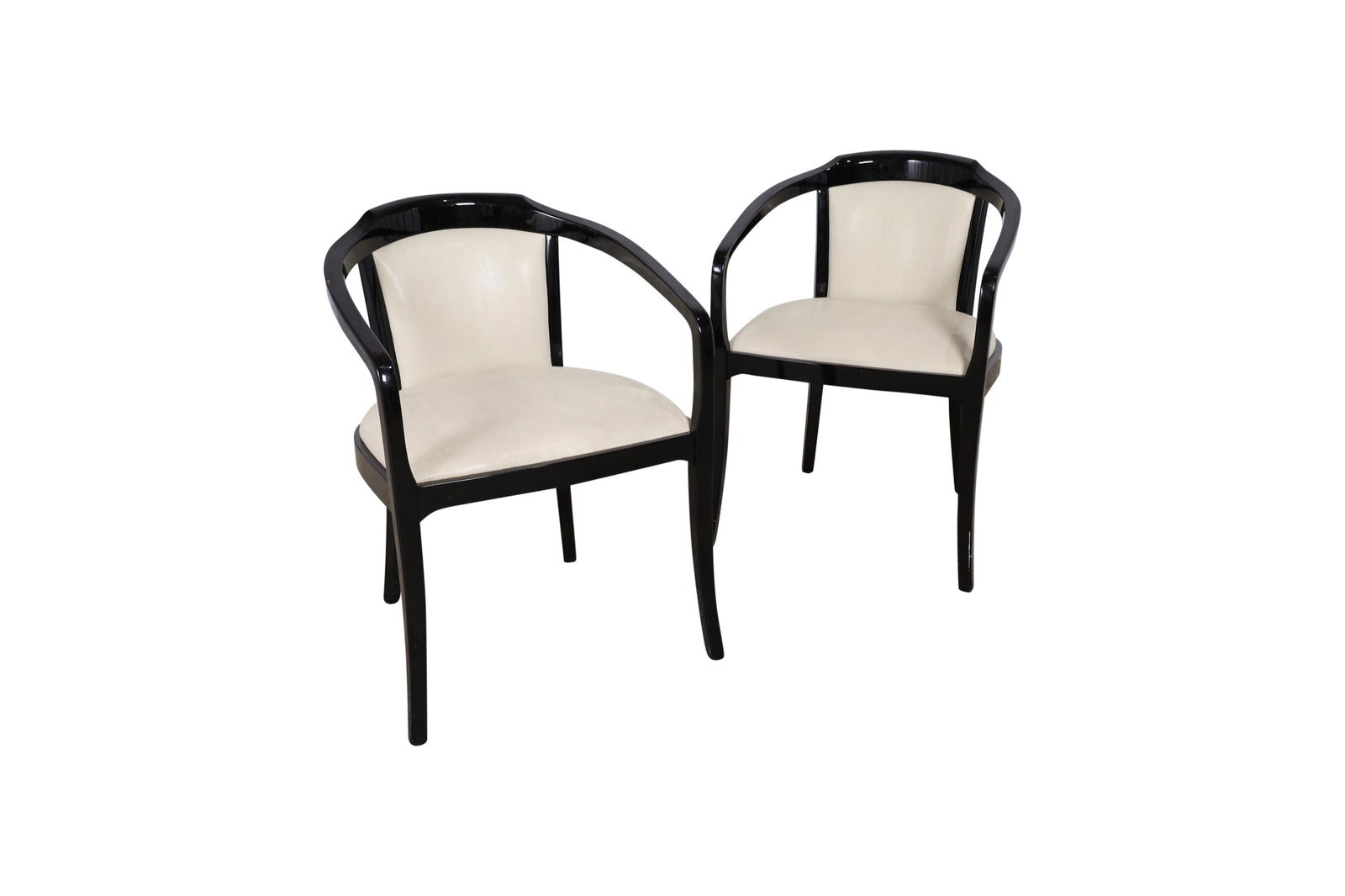 Ward Bennett Style Chairs - Pair: Description - Ward Bennett style black lacquer chairs. Dimensions - 29" x 21" x 23"