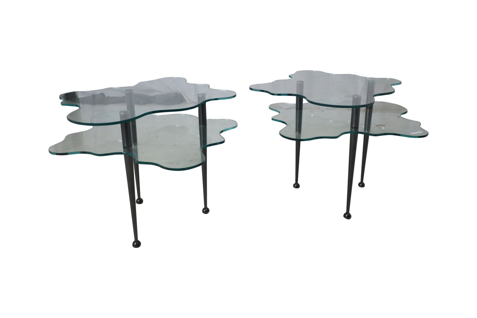 Freeform Glass and Steel Tables - Pair (1 of 4)