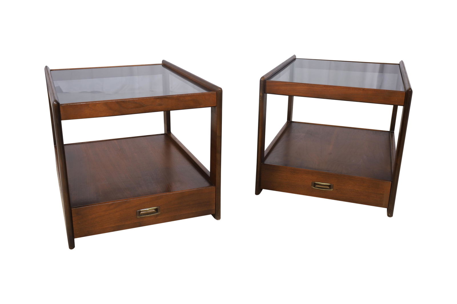 Walnut Glass Top End Tables (1 of 2)