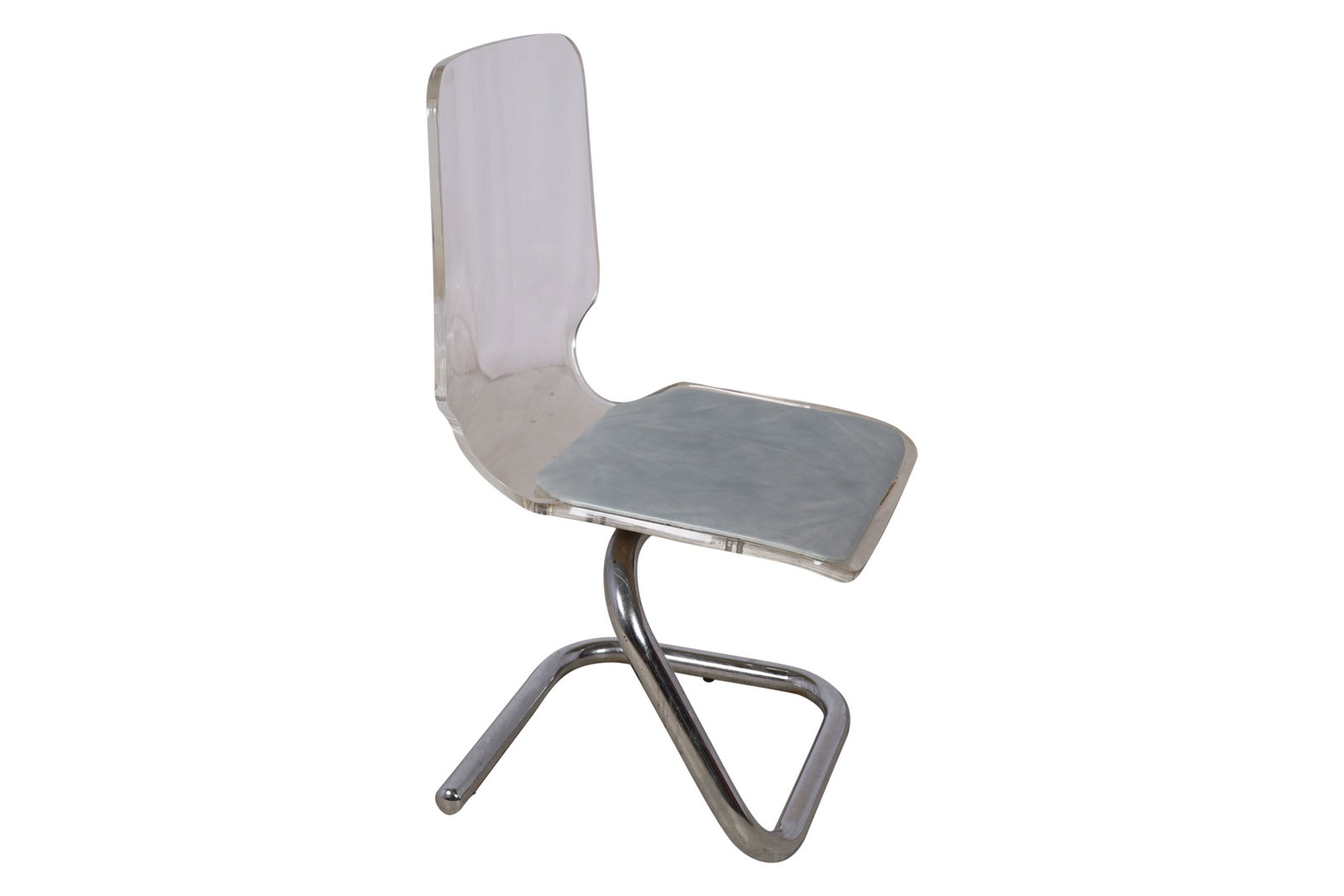 Chrome and Lucite Chair: Description - Chrome and lucite chair. Dimensions - 36" x 17" x 15"