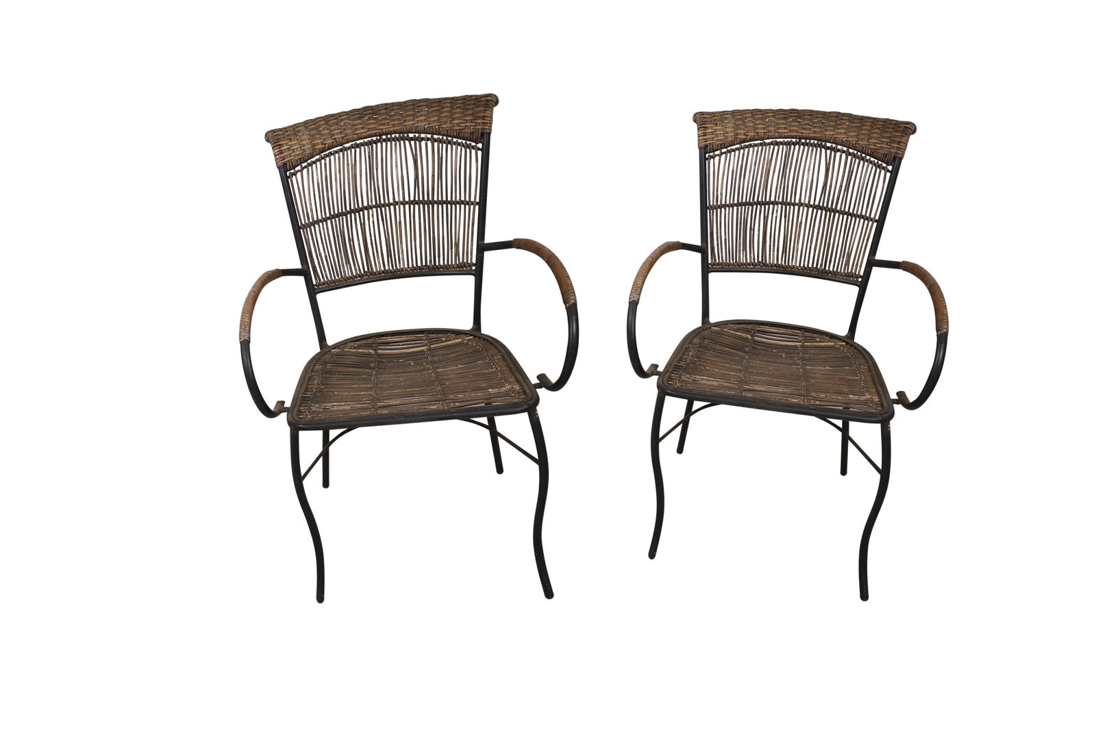 Rattan and Steel Arm Chairs - Pair (1 of 3)