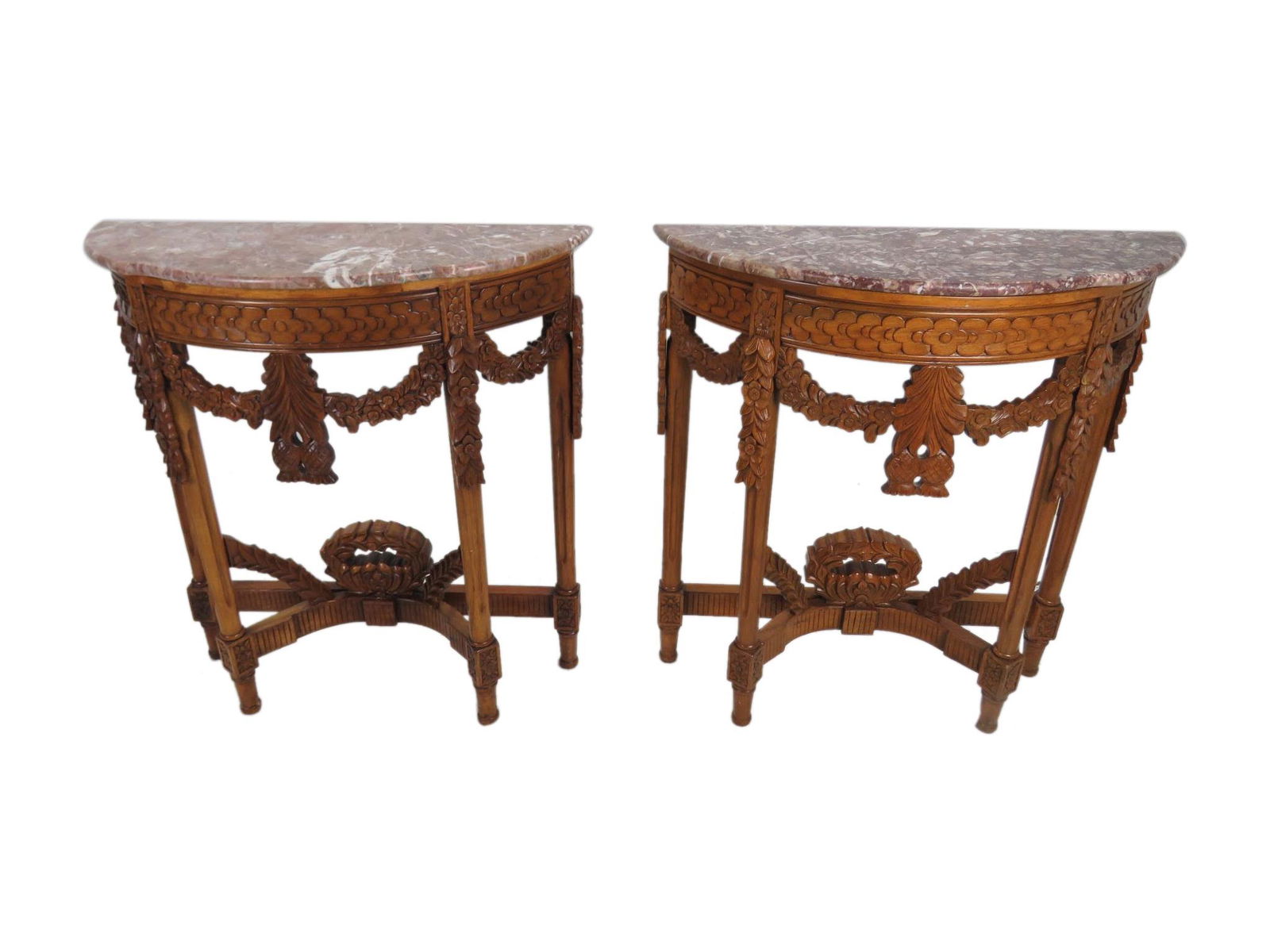 Contemporary Carved Marble Top Consoles (1 of 3)