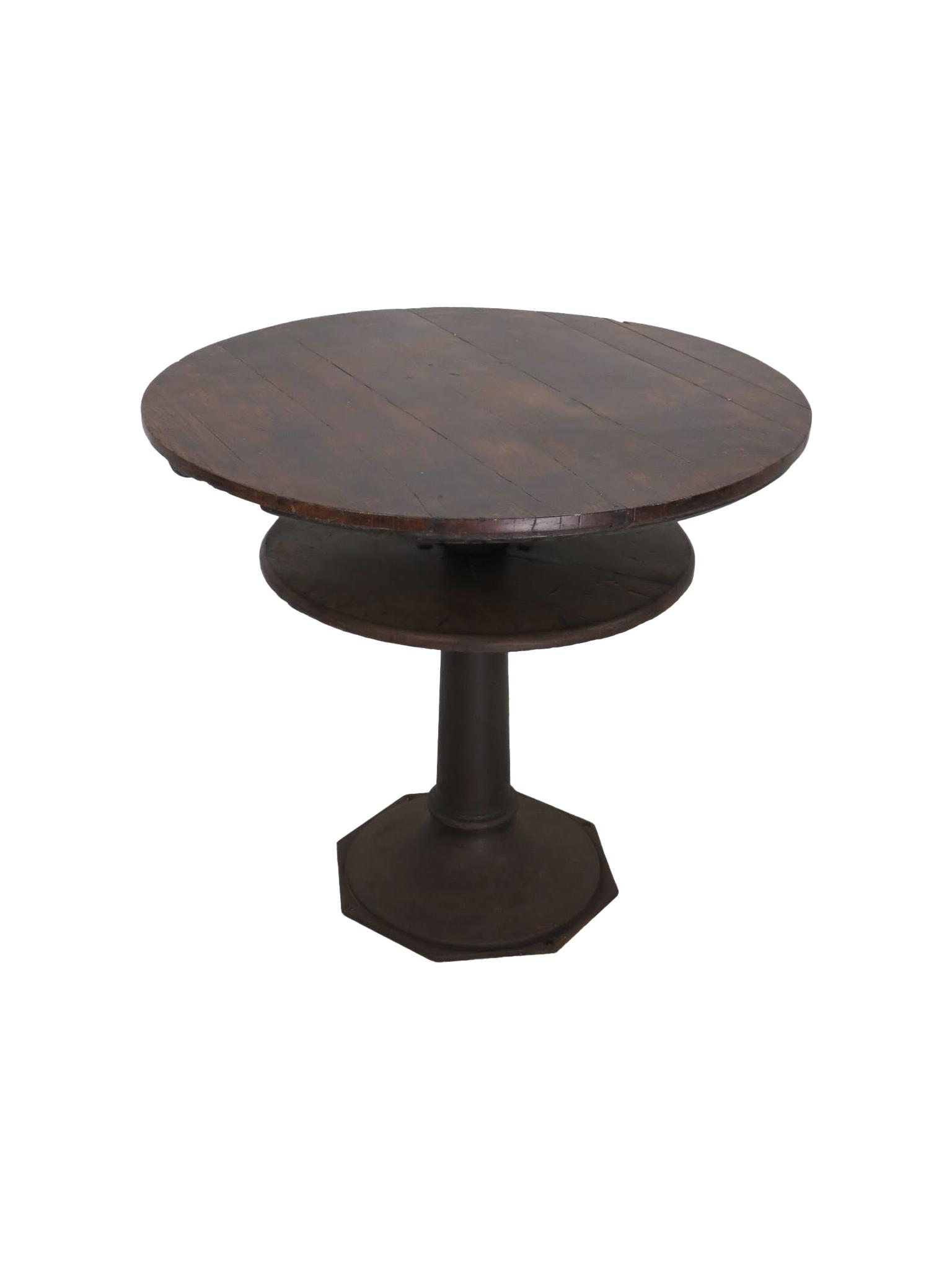 Vintage Oak and Iron Pub Table (1 of 4)