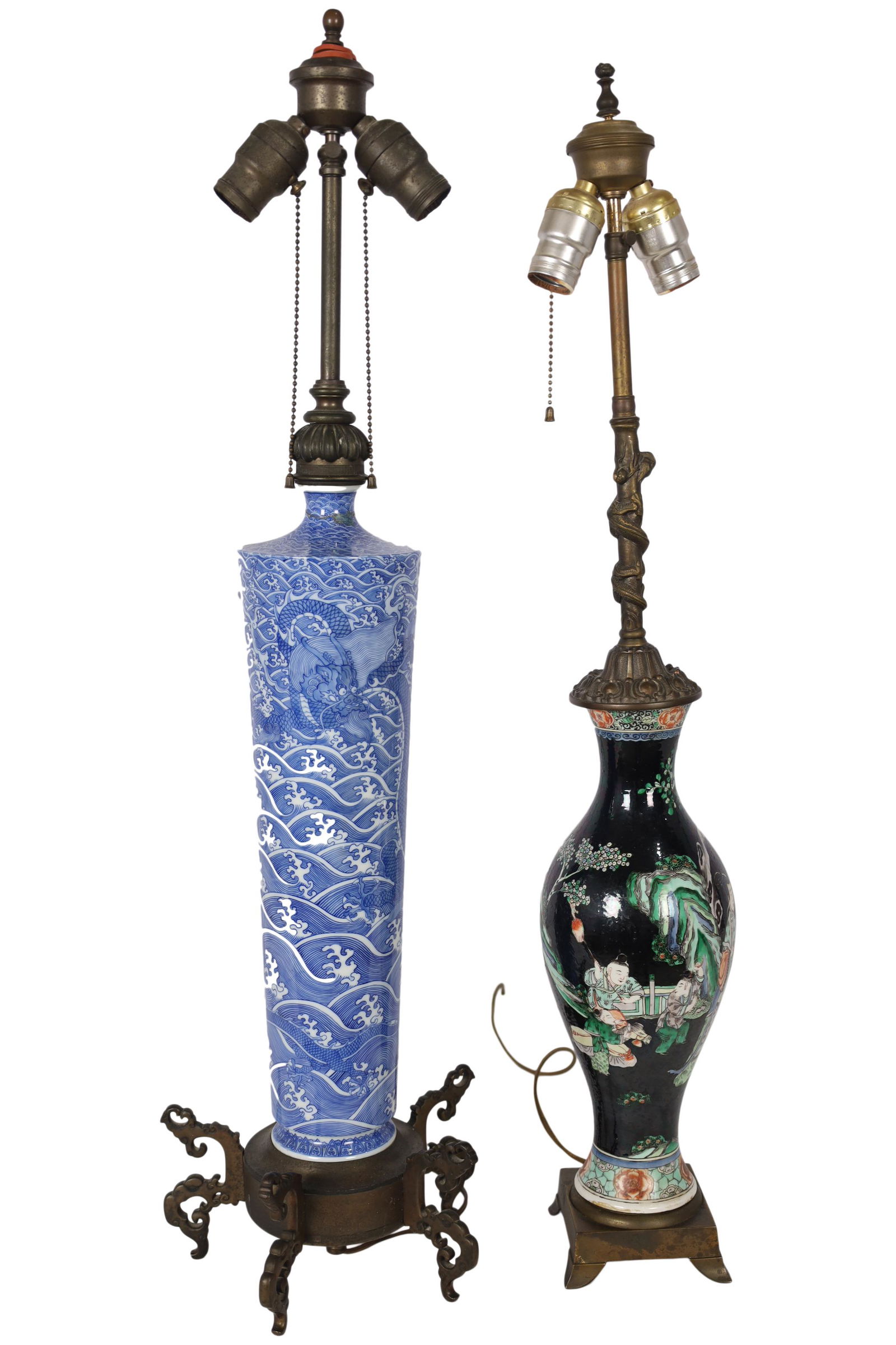 Oriental Bronze Mounted Lamps - 2 (1 of 5)