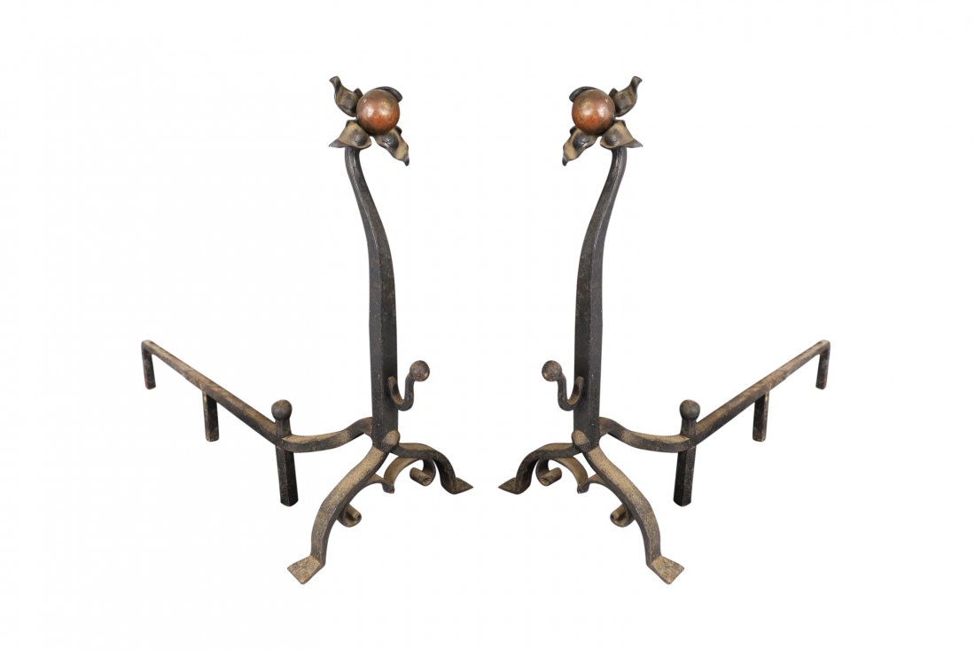 Iron Flower Top Andirons (1 of 4)
