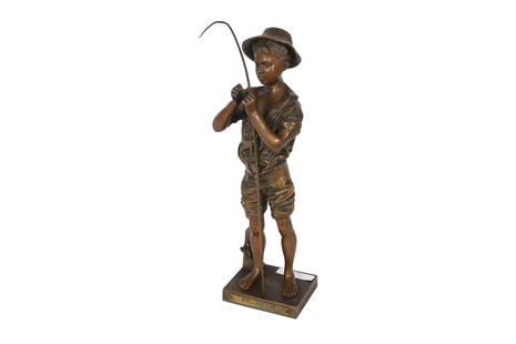 Adolphe Jean Lavergne - Pecheur Bronze: Description - Adolphe Jean Lavergne Pecheur bronze. Dimensions - 12" x 4.5" x 3"