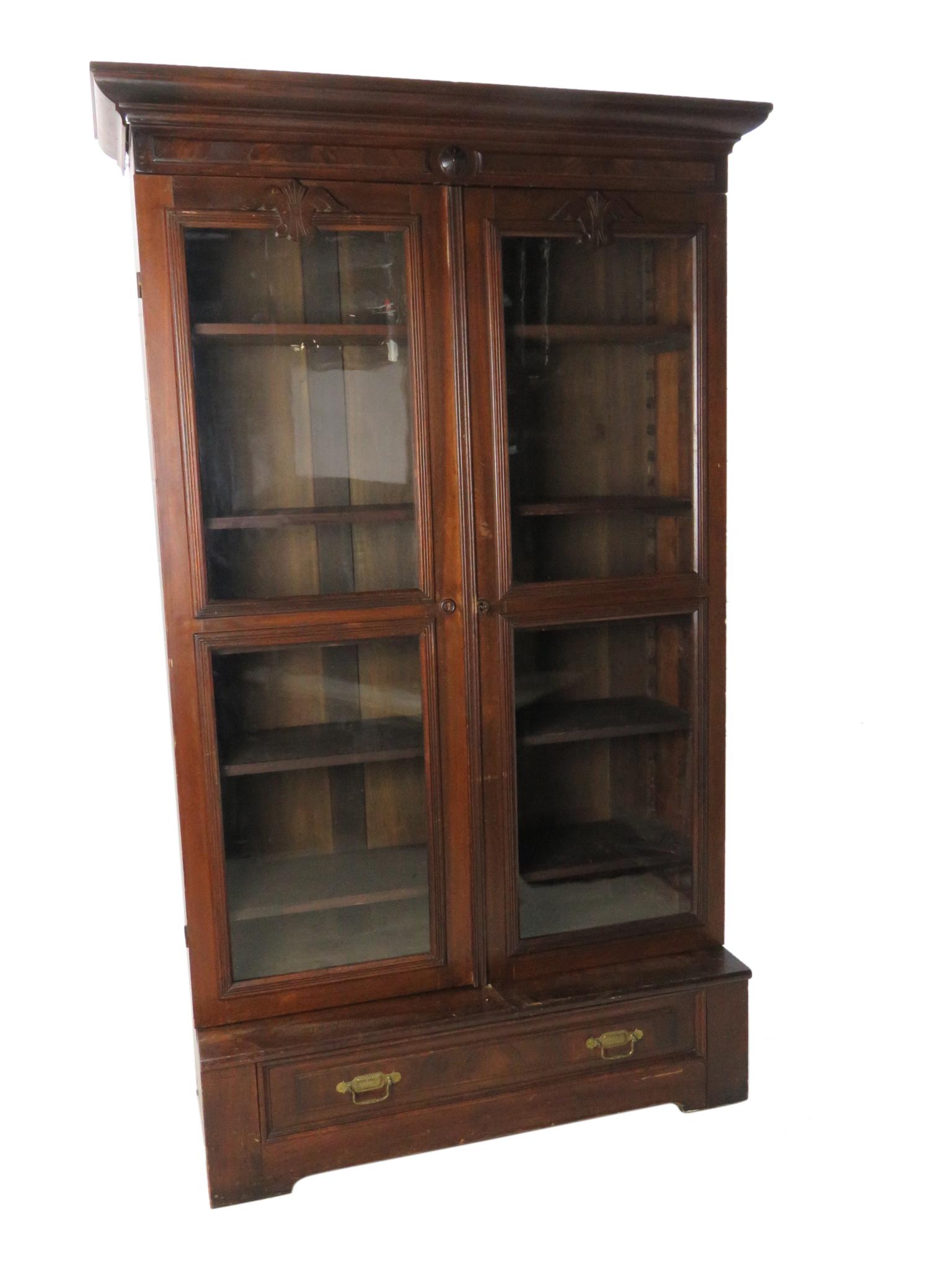 Victorian Walnut Bookcase (1 of 3)
