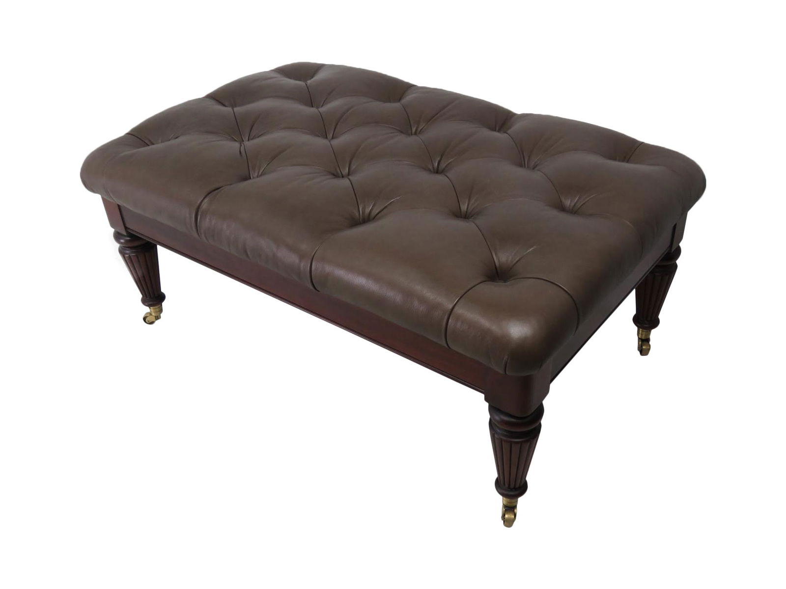 Tufted Leather Ottoman (1 of 3)
