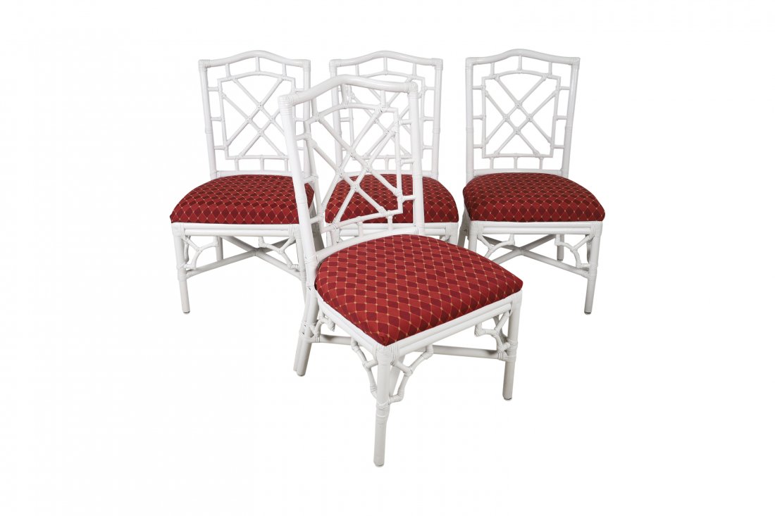 Chinese Chippendale Style Chairs - 4: Chinese Chippendale style rattan chairs, 4. Dimensions - 39" x 20" x 20"