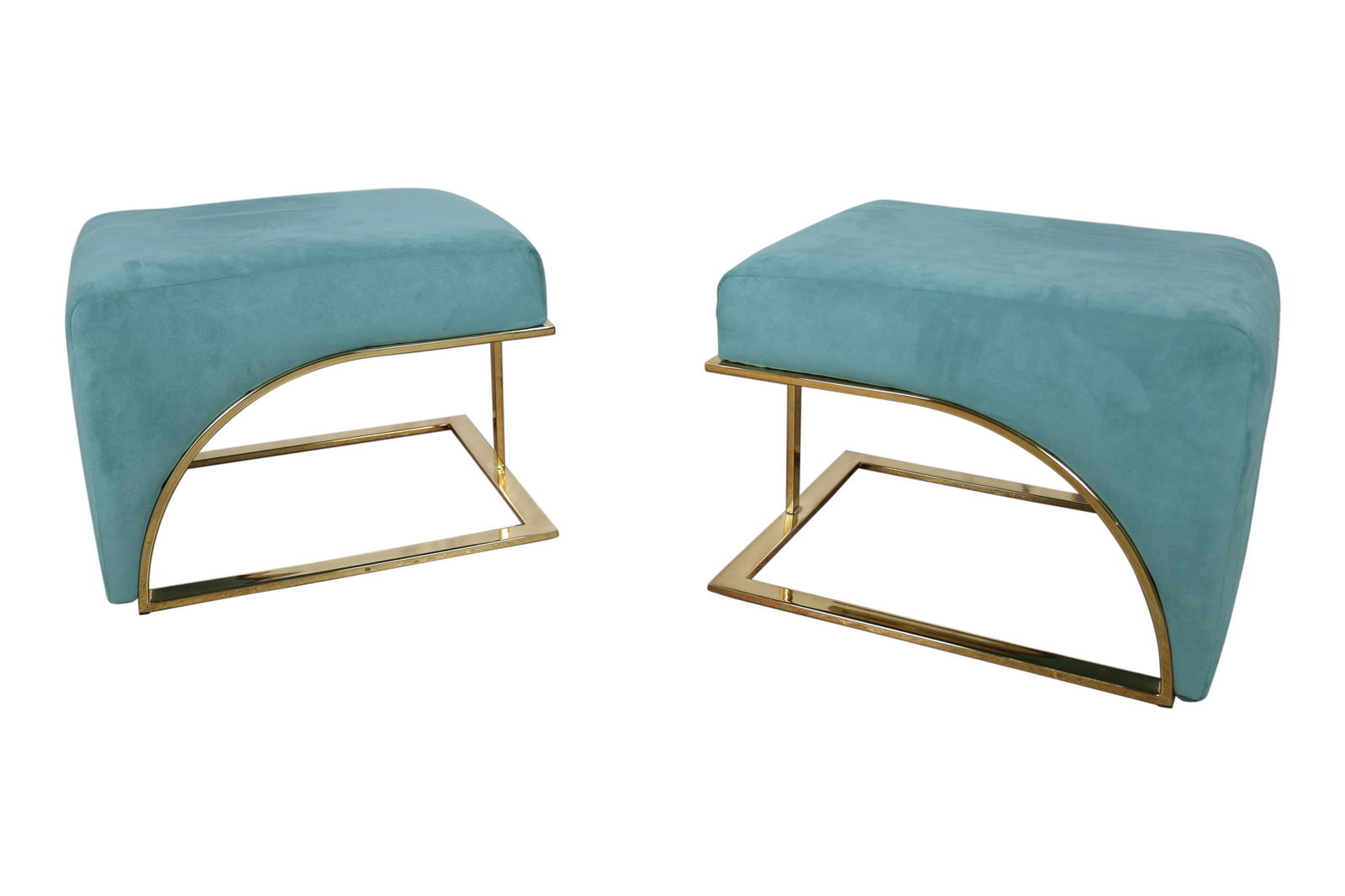 Cantilevered Brass Ottomans - Pair (1 of 3)