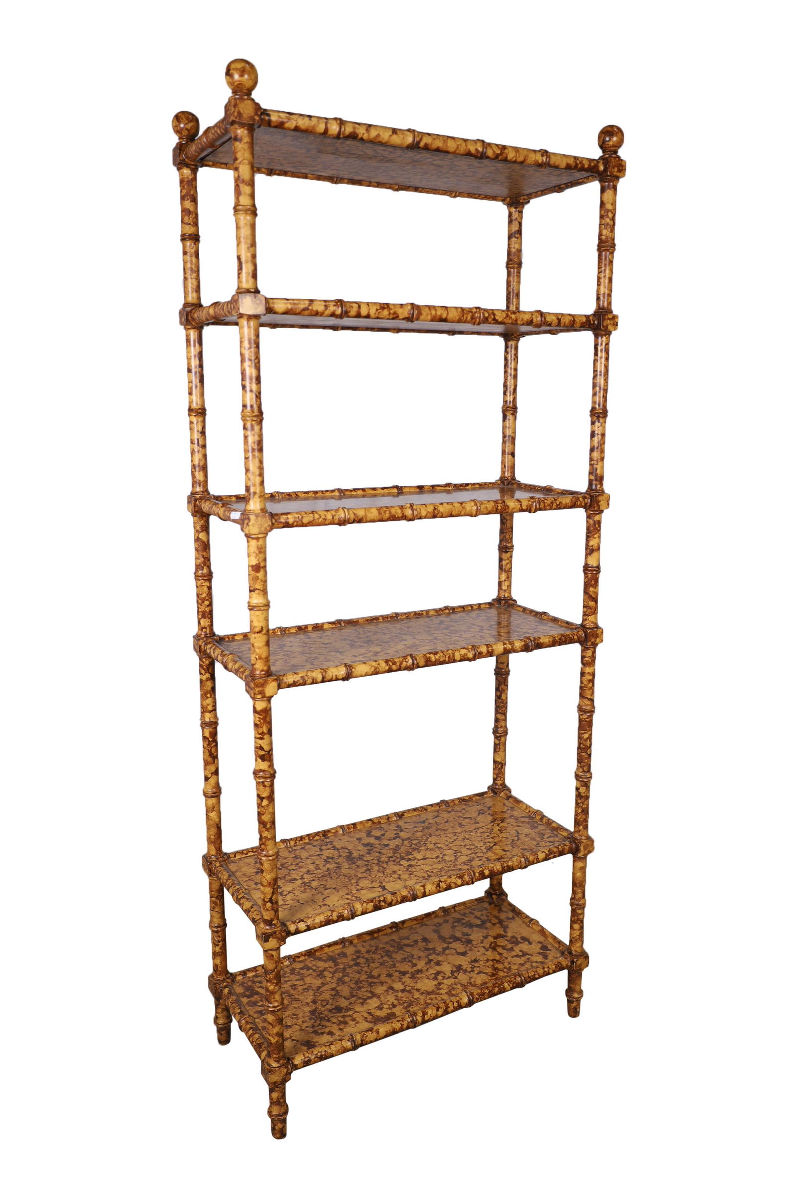 Faux Bamboo and Tortoise Shell Finish Etagere (1 of 3)