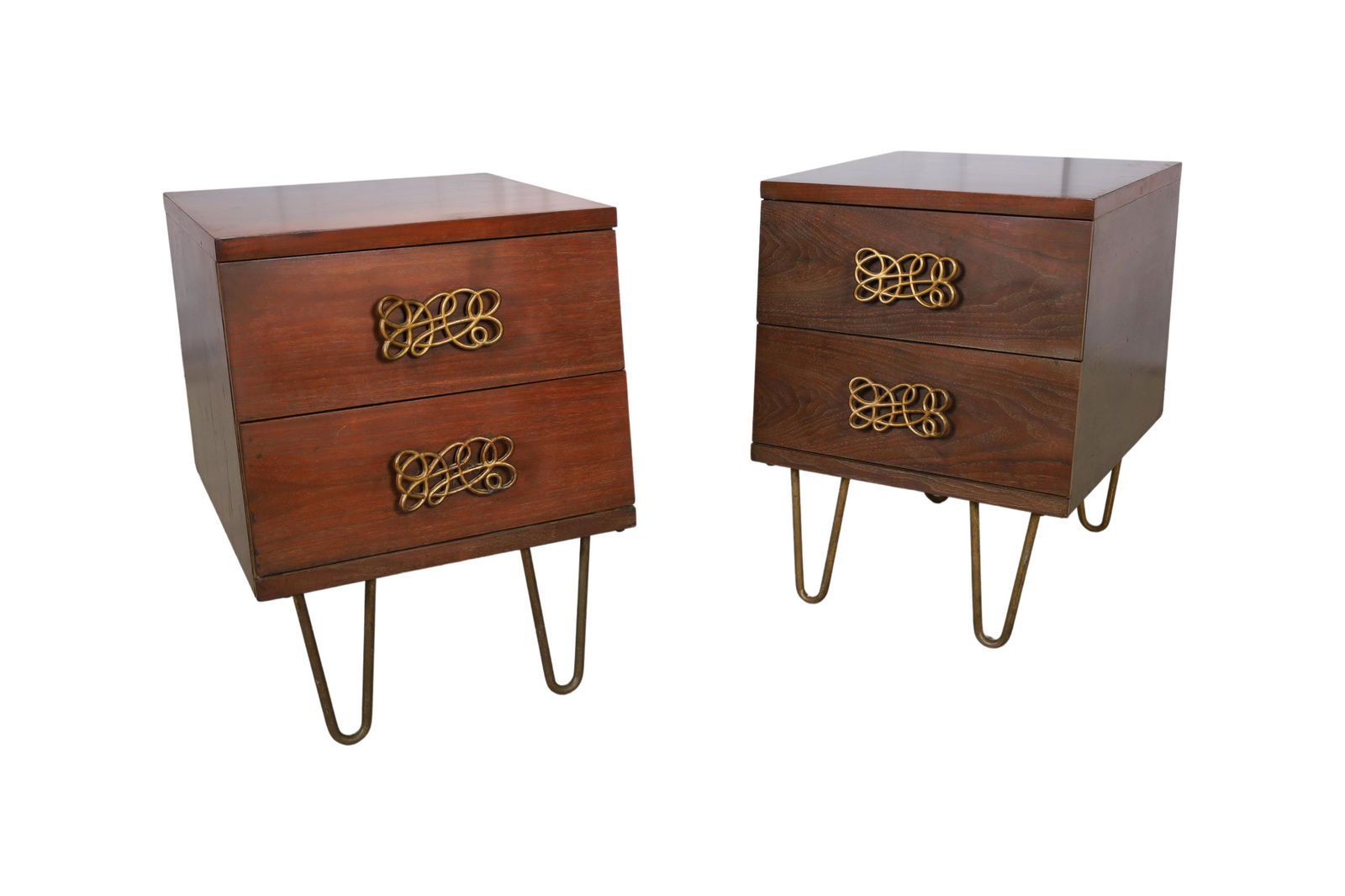 Trapezoid Shaped Walnut Nightstands - Pair (1 of 6)
