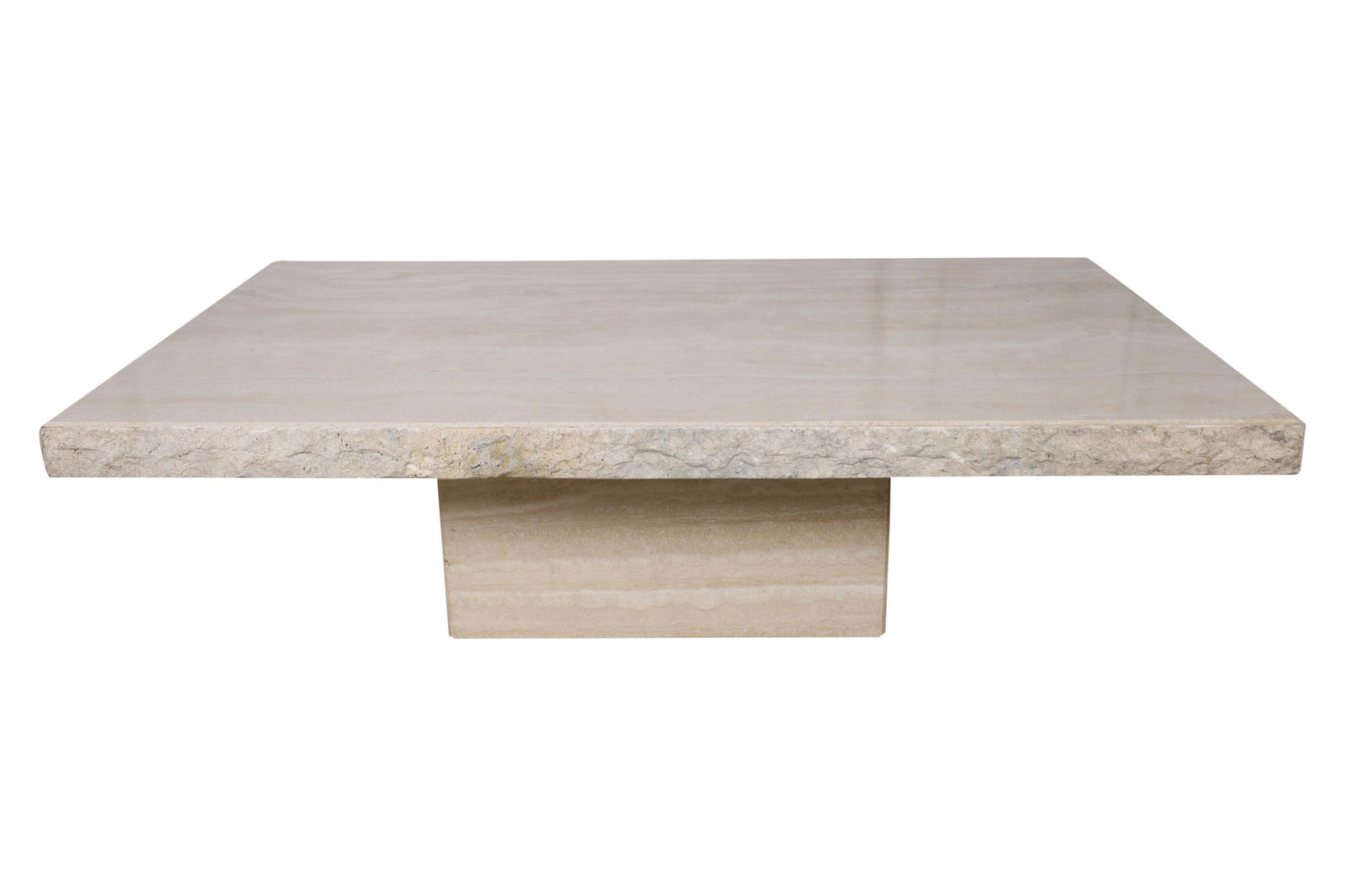 Travertine Coffee Table: Description - Travertine coffee table. Dimensions - 15" x 51" x 32"