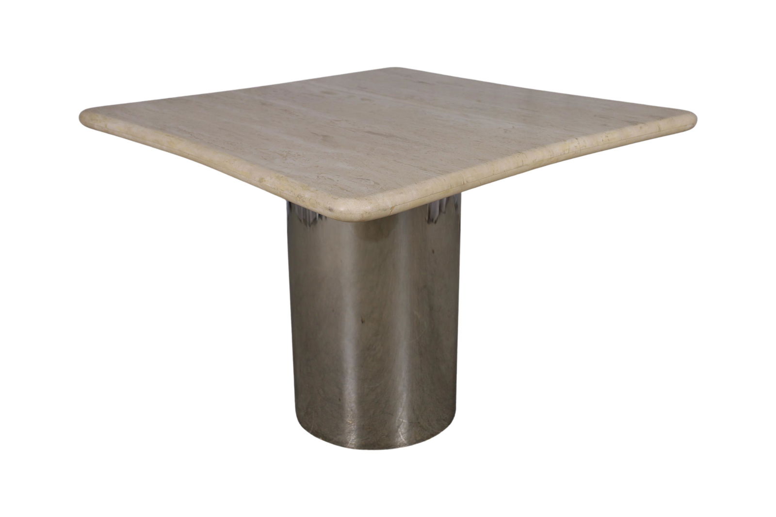 Chrome and Travertine Center Table (1 of 3)