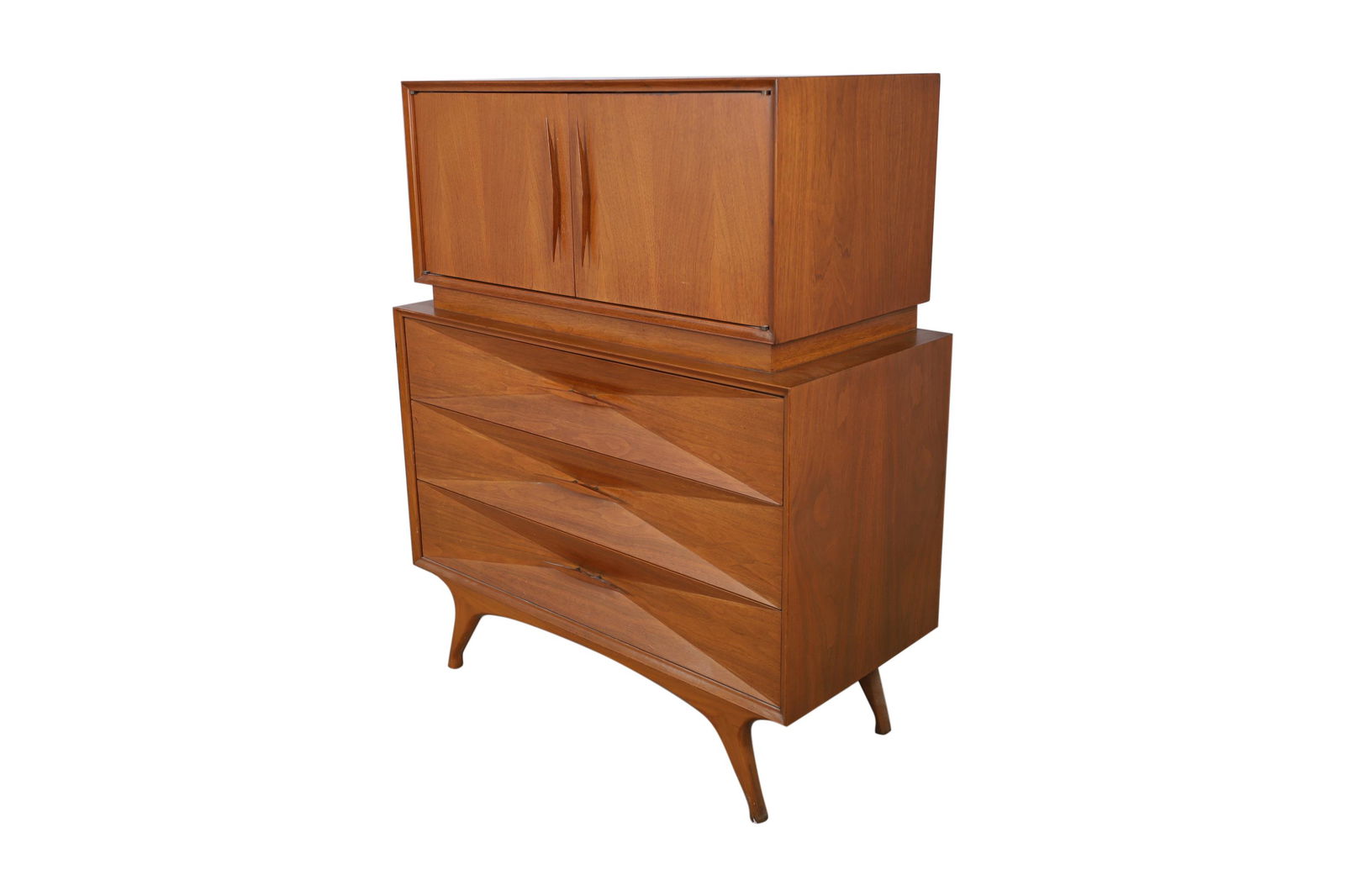 Roma - Sculpted Walnut High Chest (1 of 5)