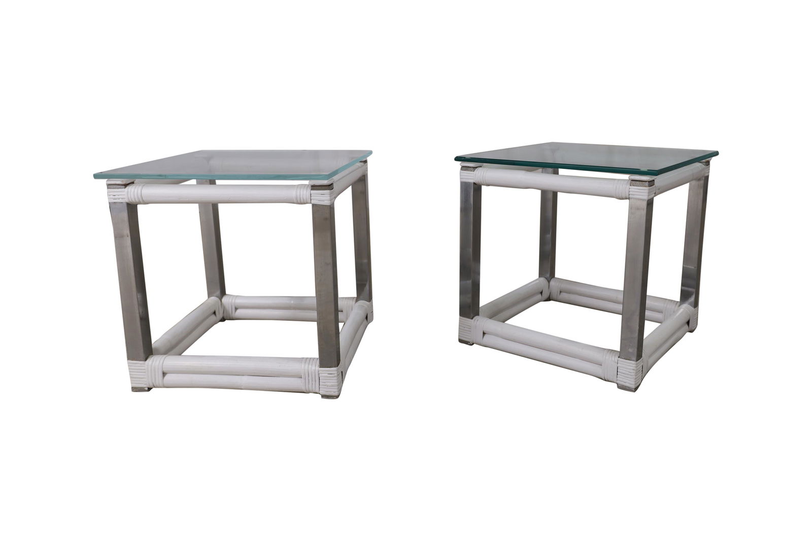Rattan and Chrome Tables (1 of 2)