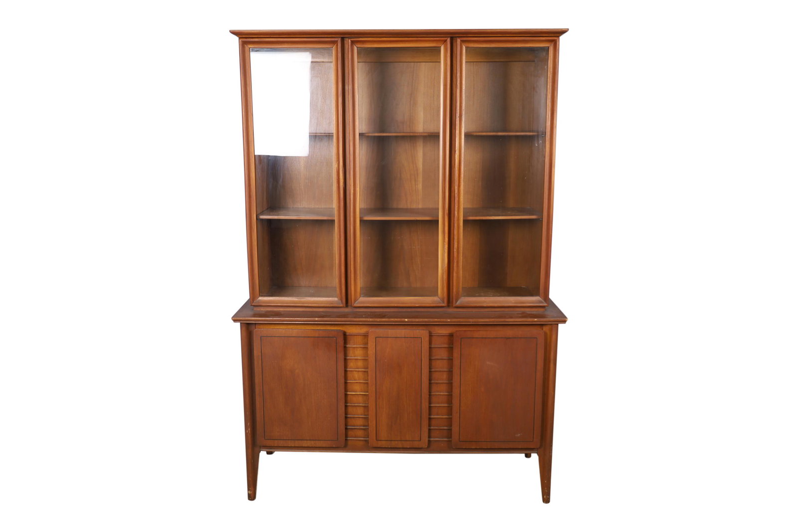 Walnut China Cabinet: Description - Walnut china cabinet. Dimensions - 66" x 46" x 15"