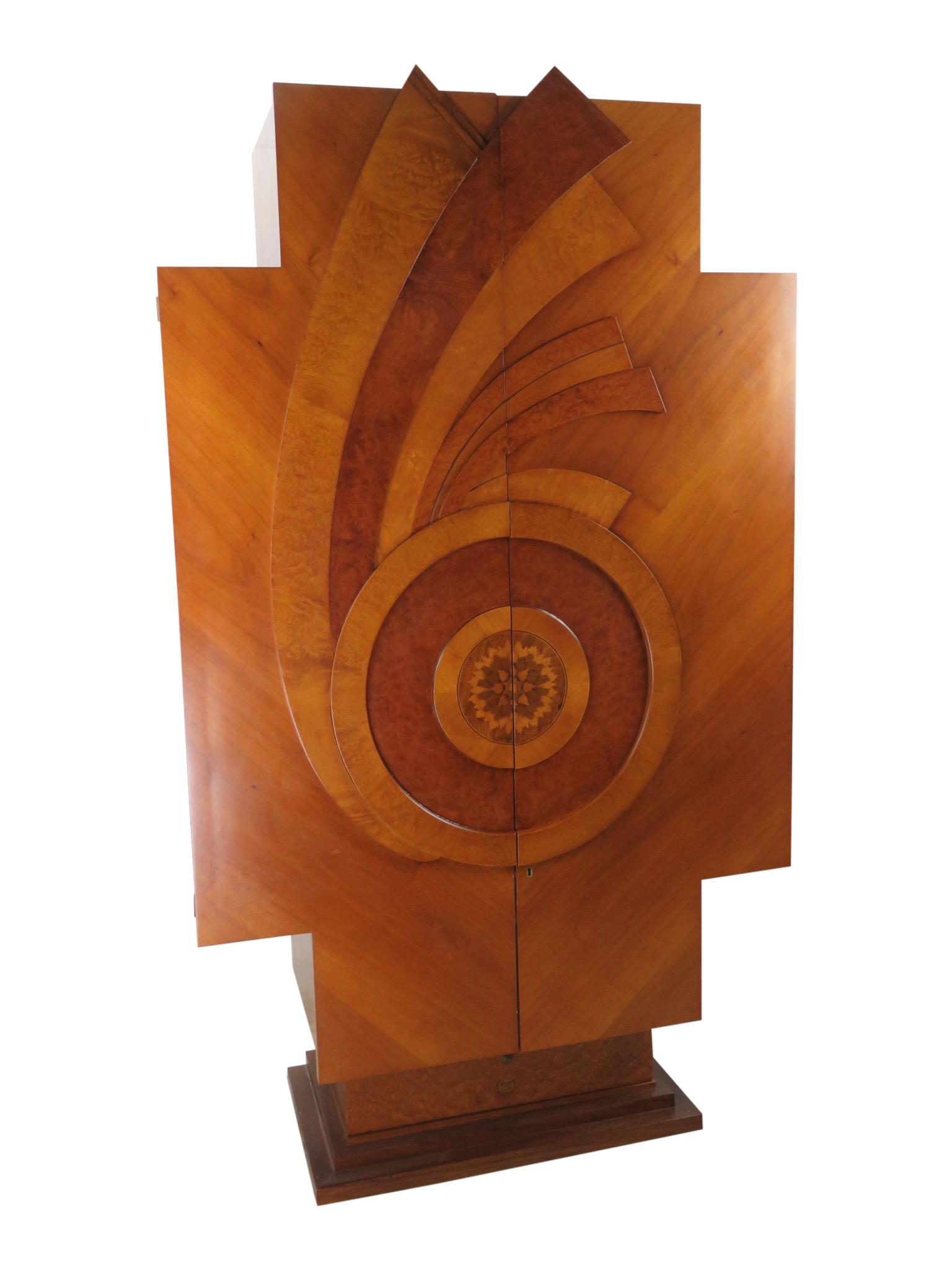 Inlaid Burl Wood Art Deco Style Armoire (1 of 8)