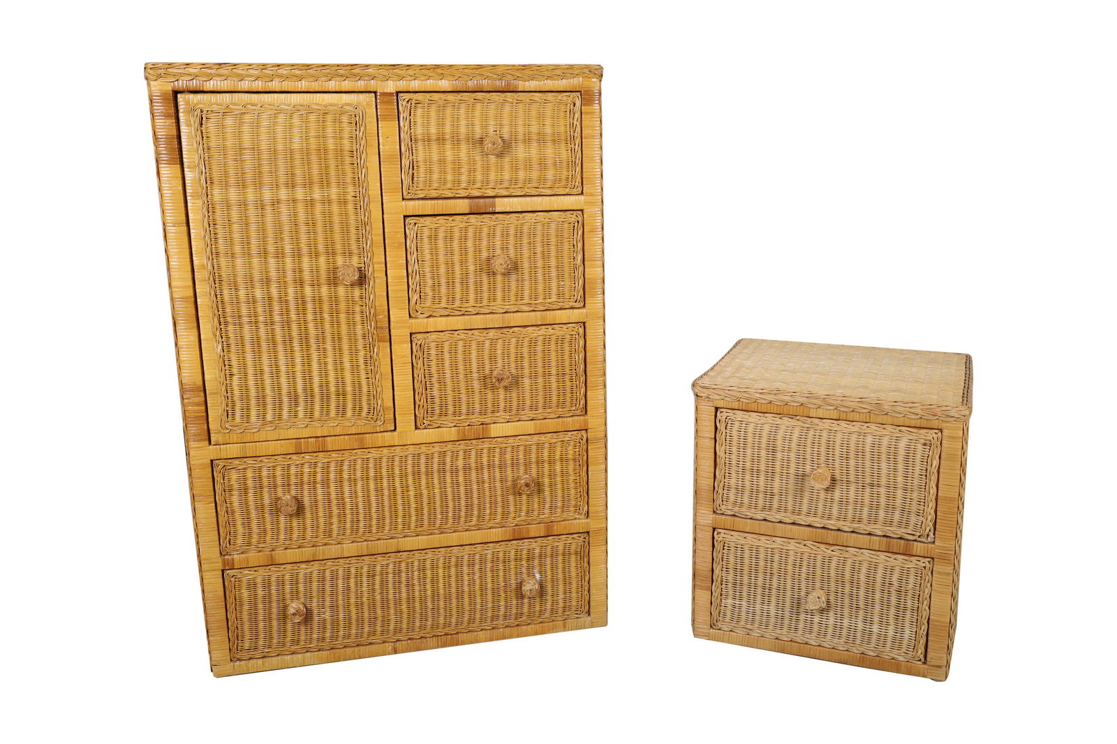 Wicker High Chest and Nightstand (1 of 4)