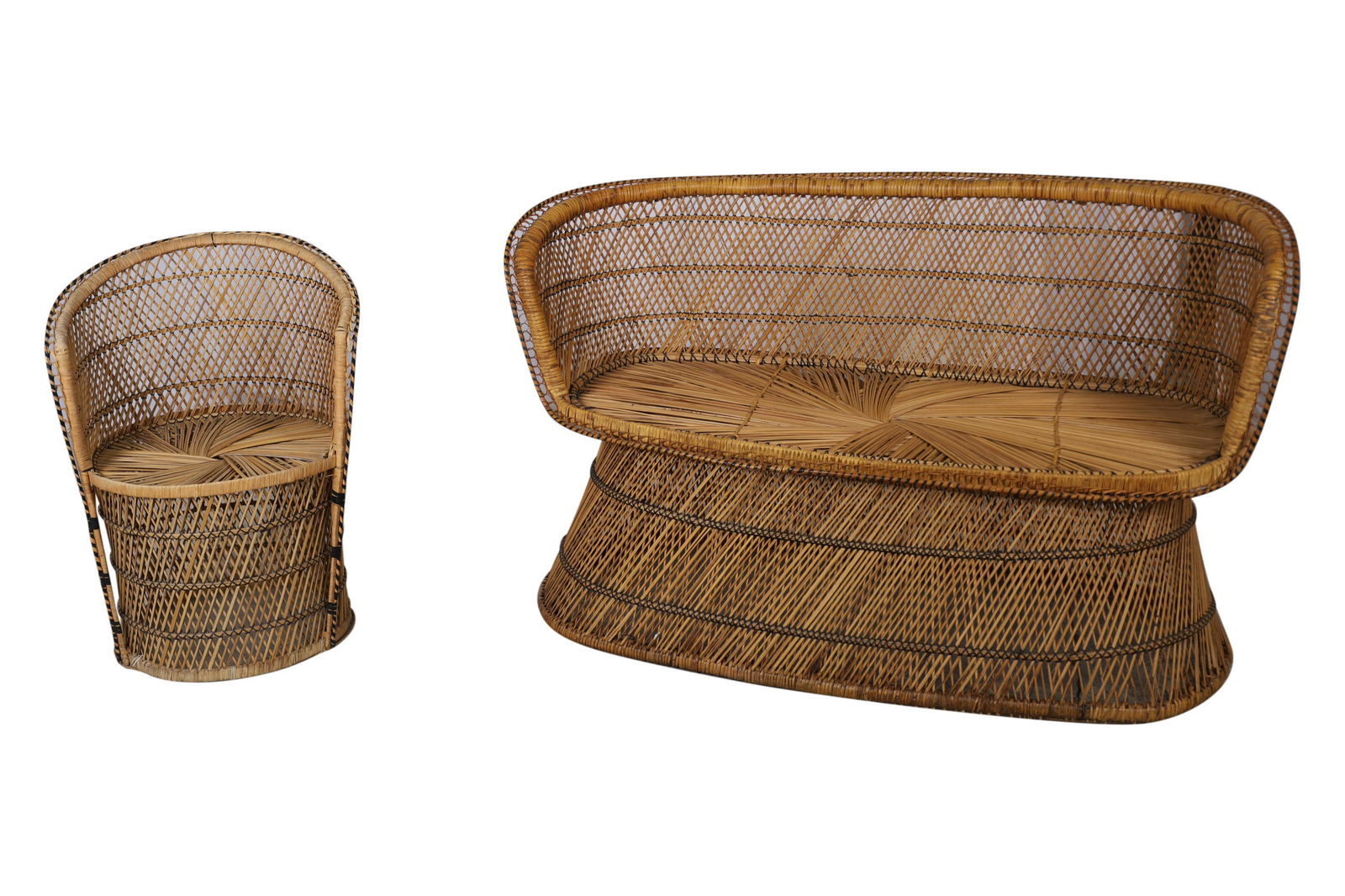 Rattan Loveseat and Chair (1 of 3)