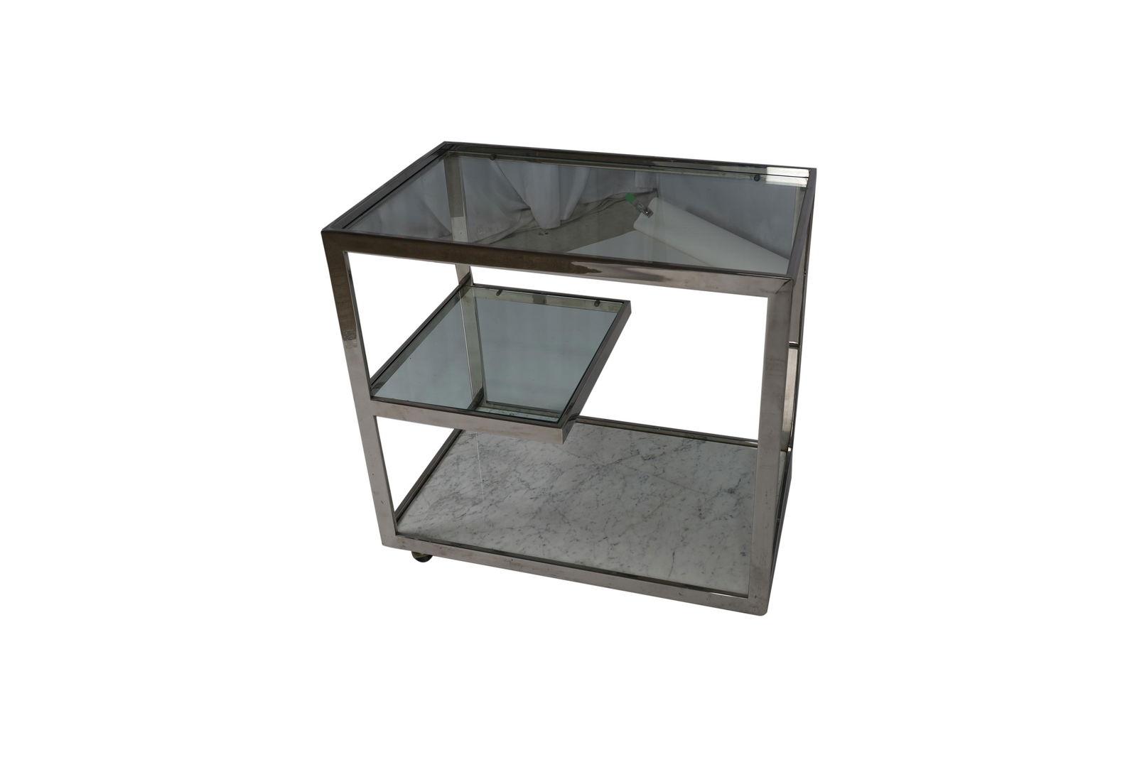 Milo Baughman Style Chrome Serving Cart (1 of 3)