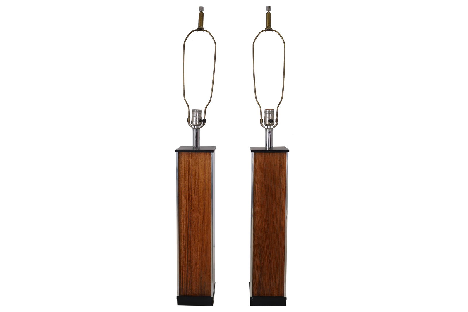 Teak and Chrome Lamps - Pair (1 of 3)