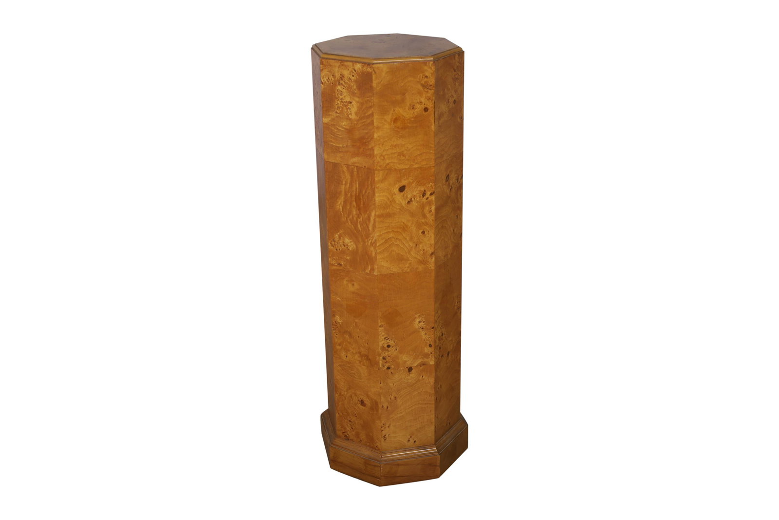 Burl Pedestal - In The Style of Milo Baughman: Burl pedestal in the style of Milo Baughman. Dimensions - 32" x 11"