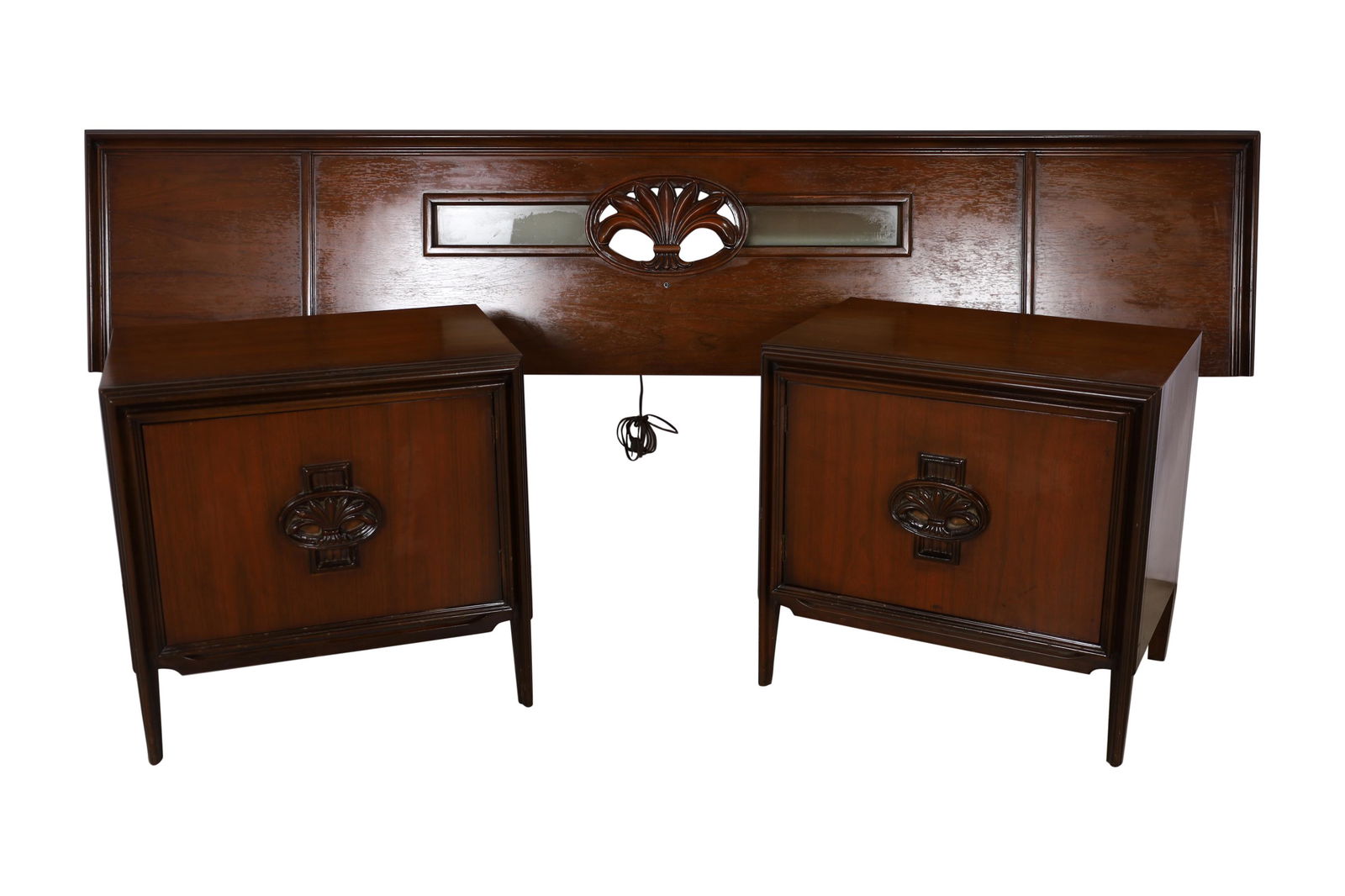 Mid Century Walnut Nightstands and Headboard (1 of 6)
