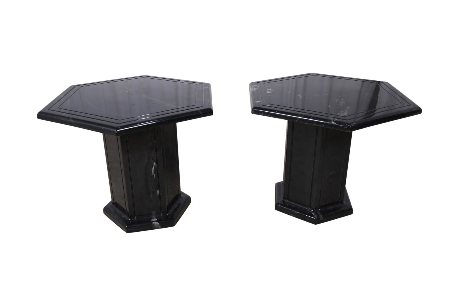 Marble Style Side Tables - Pair (1 of 2)