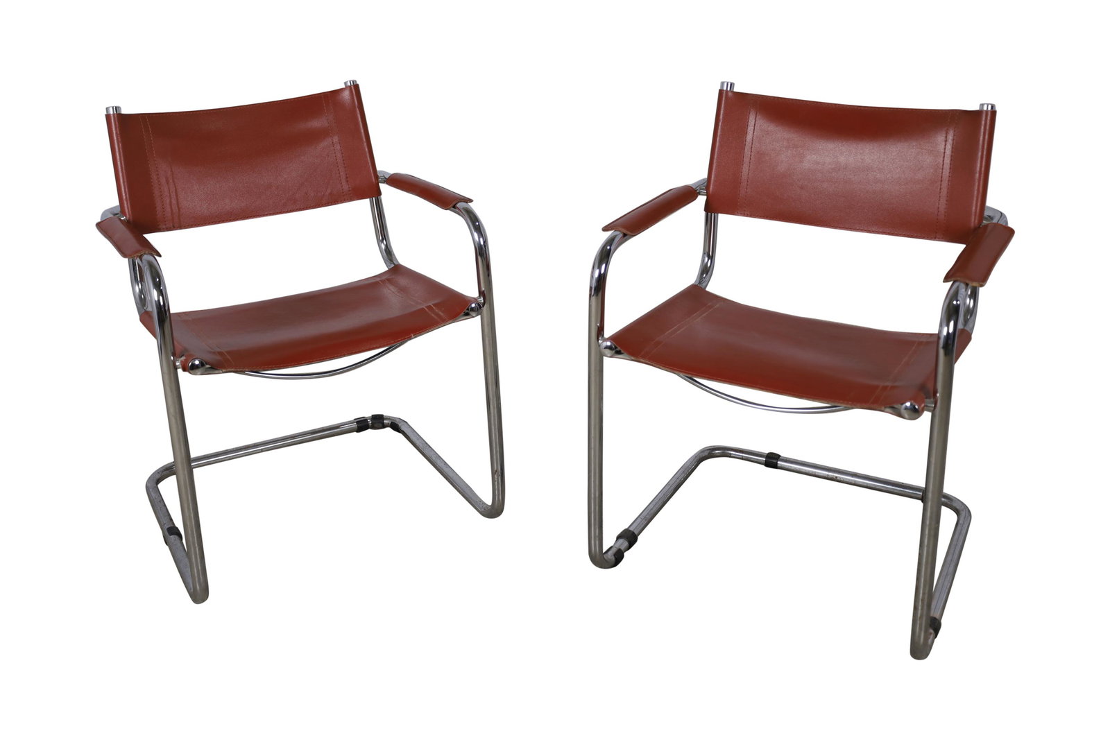 Chrome and Vinyl Cantilever Chairs - Pair (1 of 3)