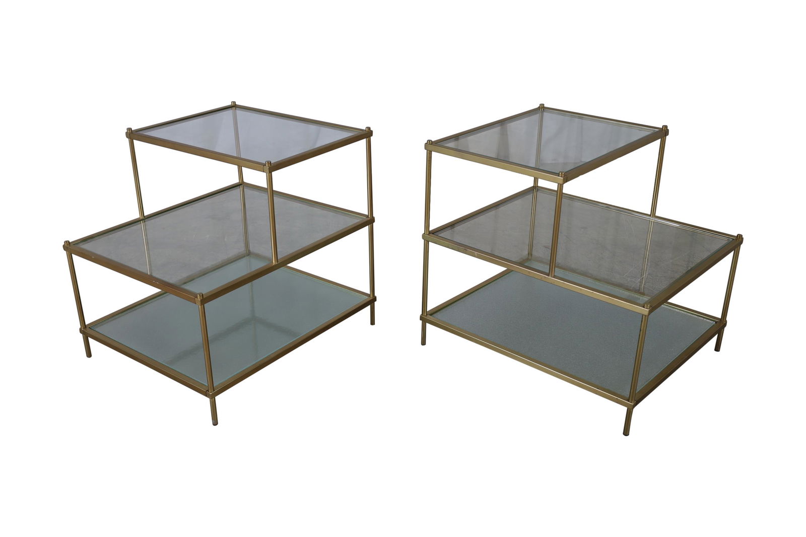 West Elm - Brass and Glass Step Tables - Pair (1 of 4)
