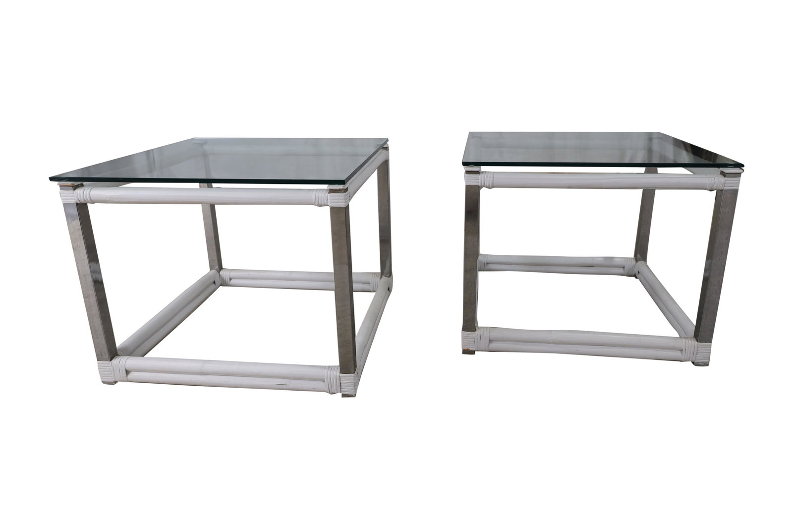 Rattan and Chrome Tables (1 of 3)